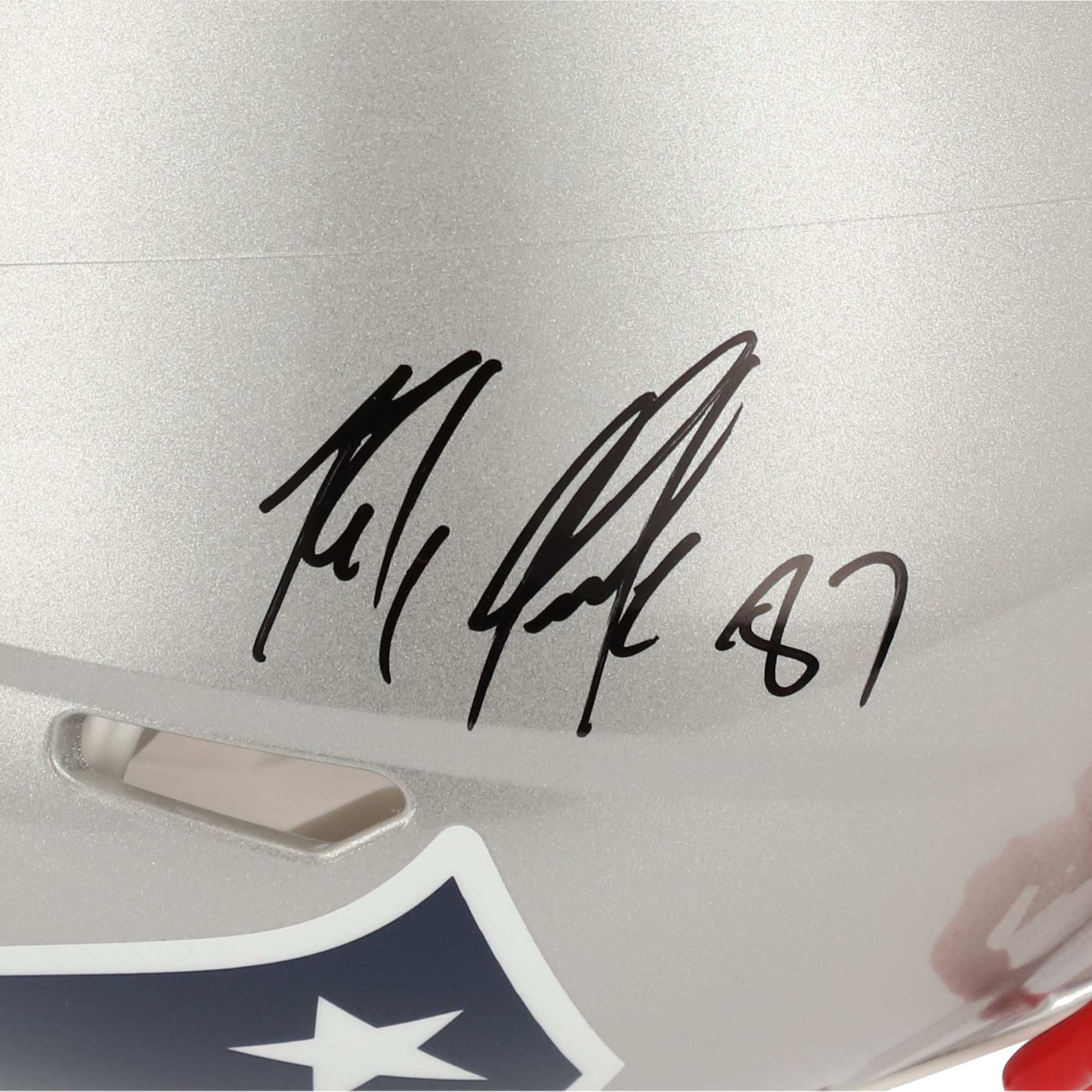 Casque Riddell Speed ​​Authentic autographié par Tom Brady et Rob Gronkowski des New England Patriots