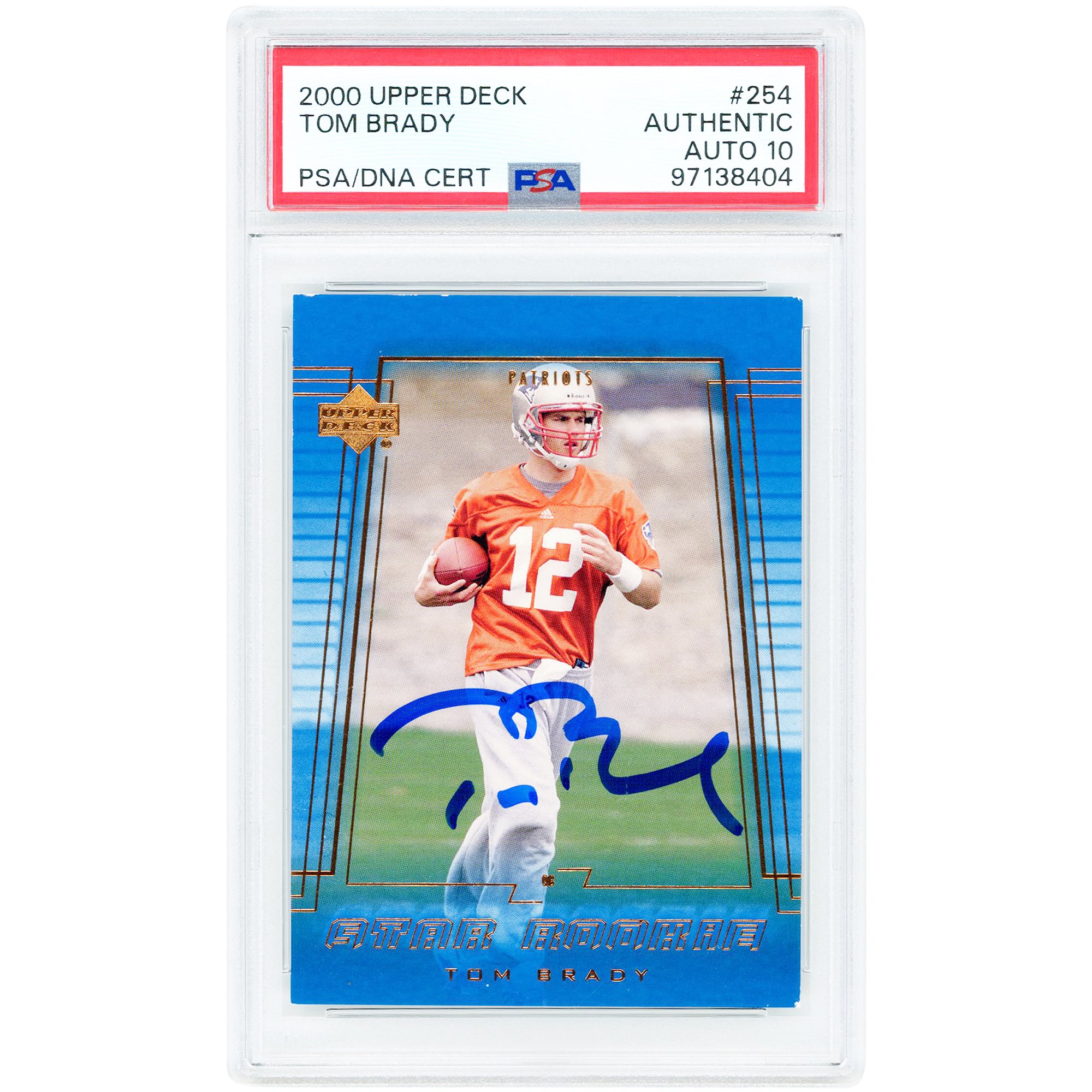Tom Brady New England Patriots Autographed 2000 Upper Deck #254 PSA Authenticated Auth/10 Rookie Card
