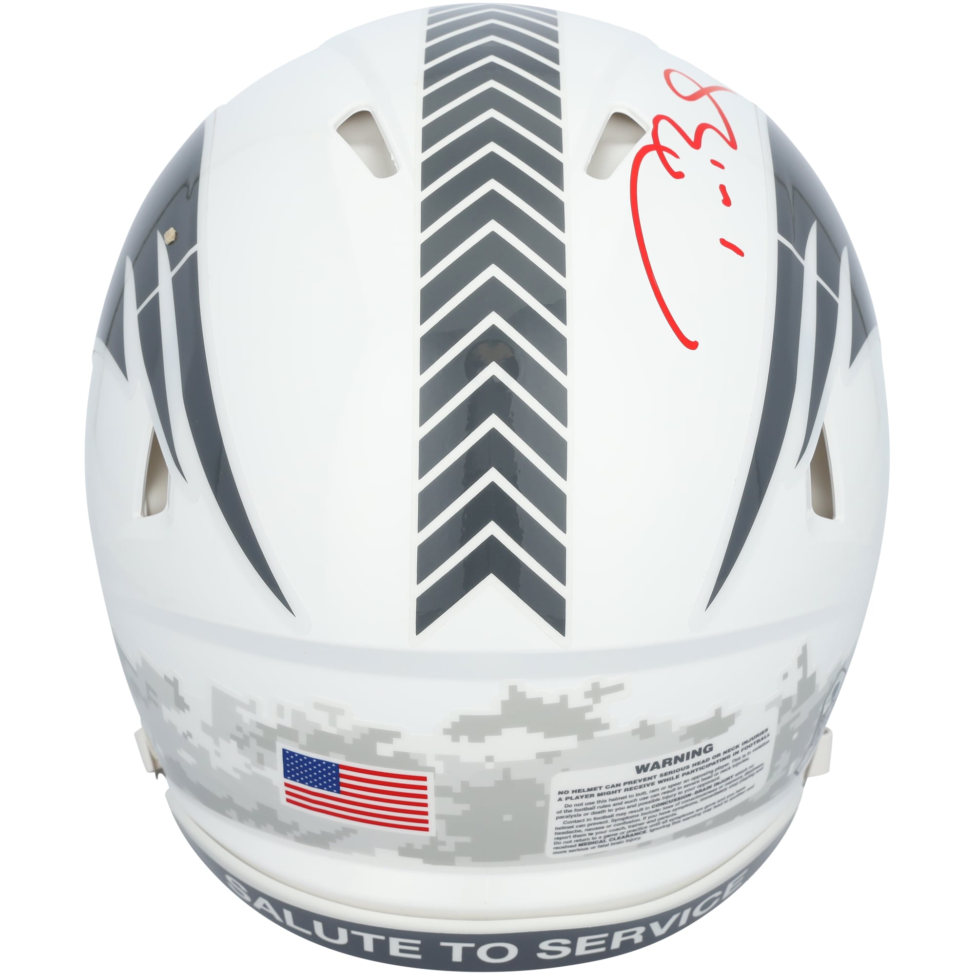 Tom Brady New England Patriots Autographed Riddell 2024 Salute To Service Speed Authentic Helmet - Signed in Red Ink