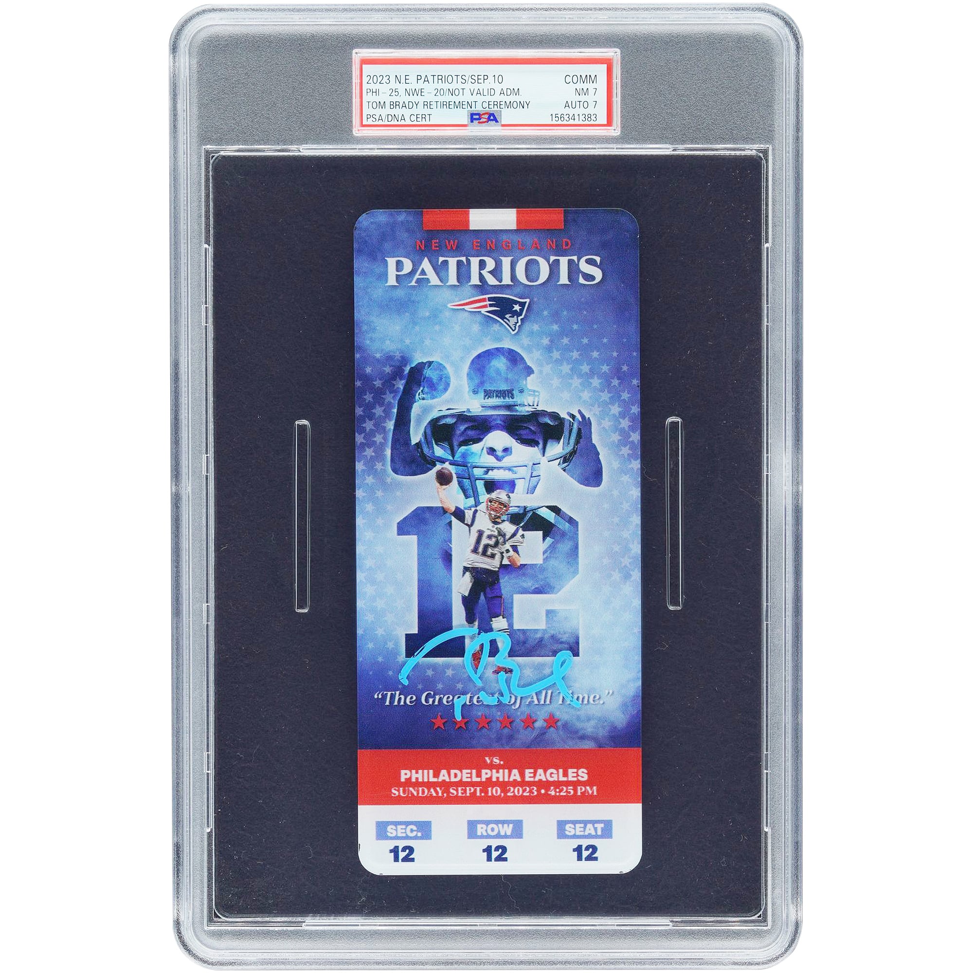 Tom Brady New England Patriots Autographed Tom Brady Retirement Ceremony Commemorative Ticket PSA Authenticated / Ticket from September 10