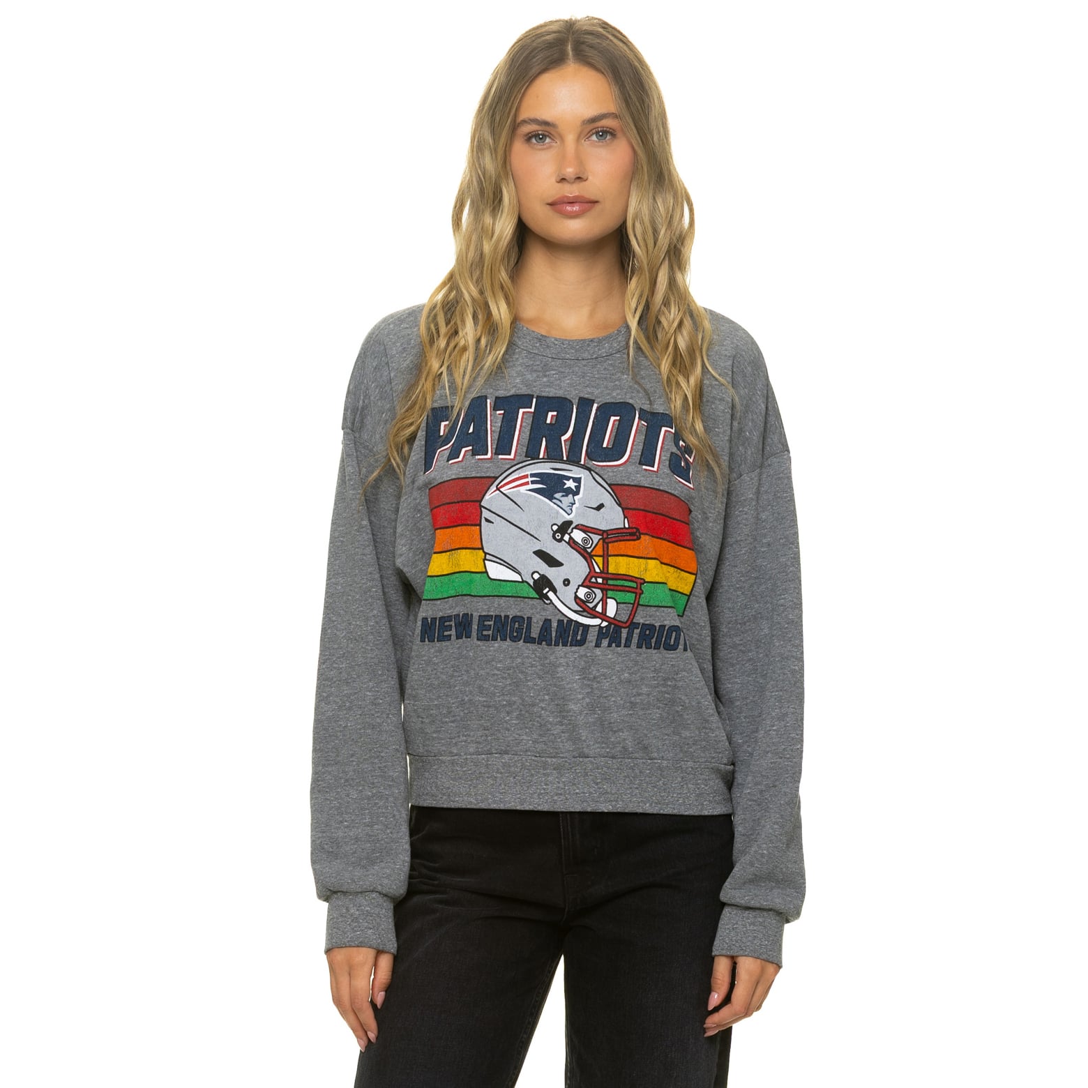 Sweat-shirt unisexe Aviator Nation gris chiné New England Patriots, coupe décontractée, en mélange de trois matières.