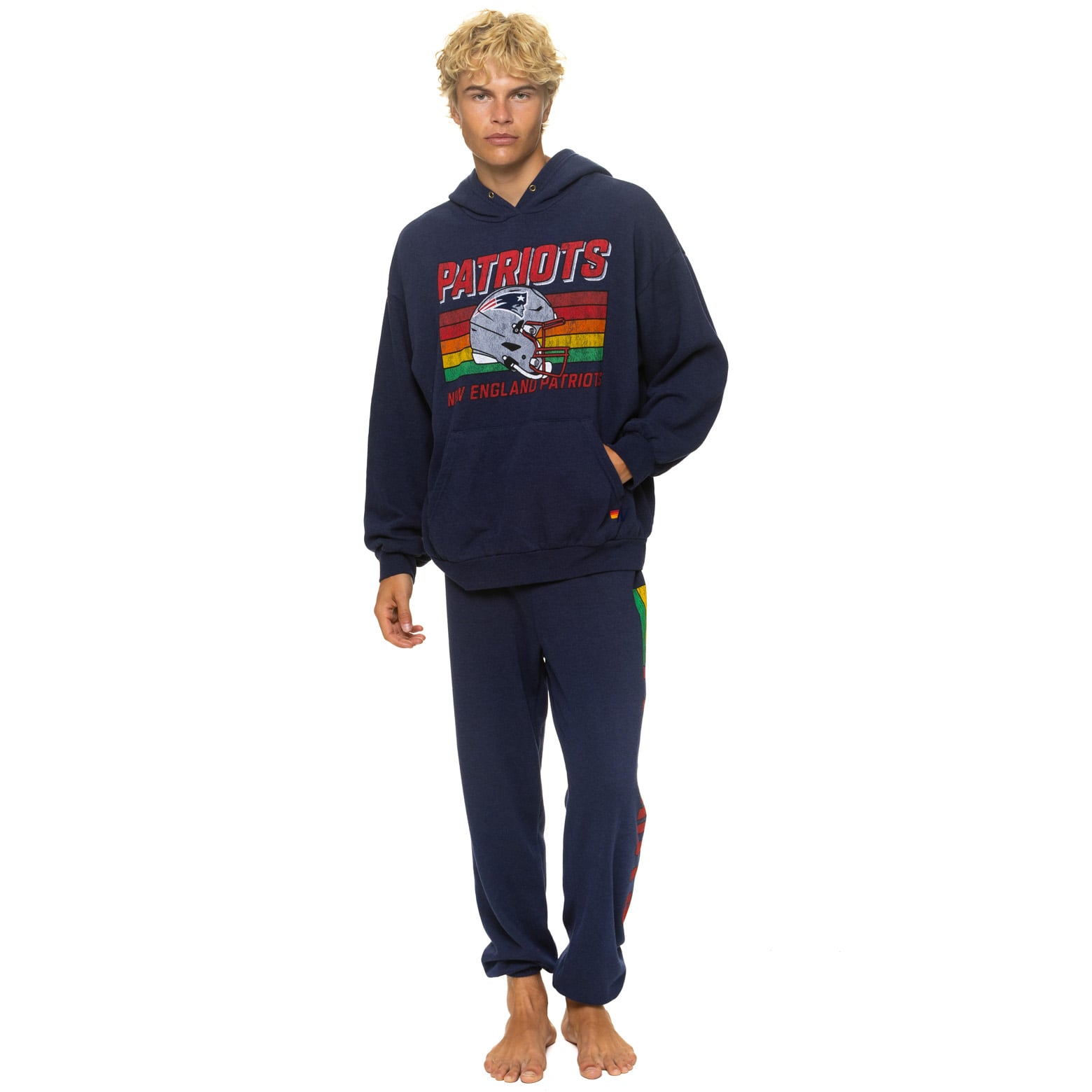 Pantalon de survêtement unisexe Aviator Nation bleu marine New England Patriots en mélange trois matières
