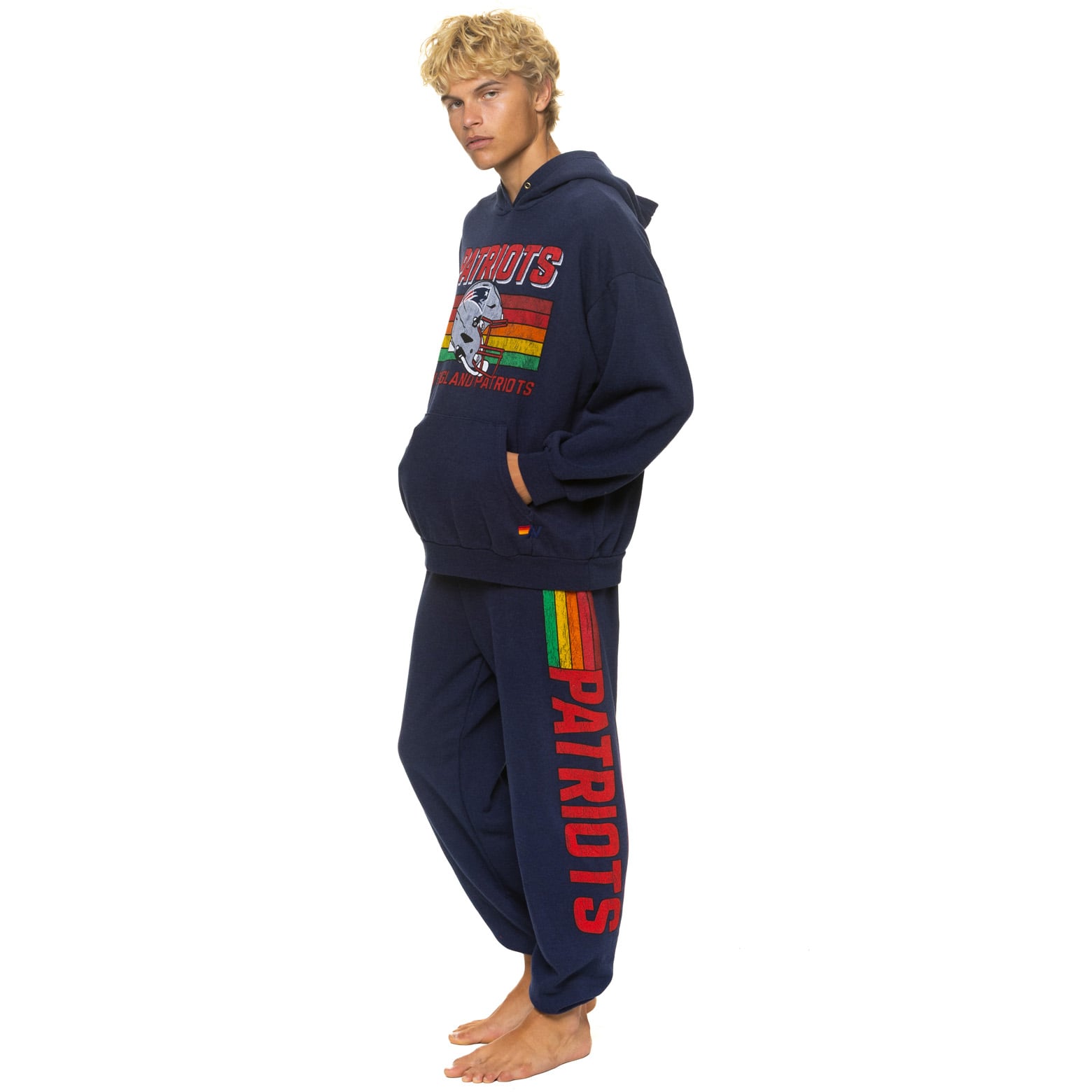 Pantalon de survêtement unisexe Aviator Nation bleu marine New England Patriots en mélange trois matières