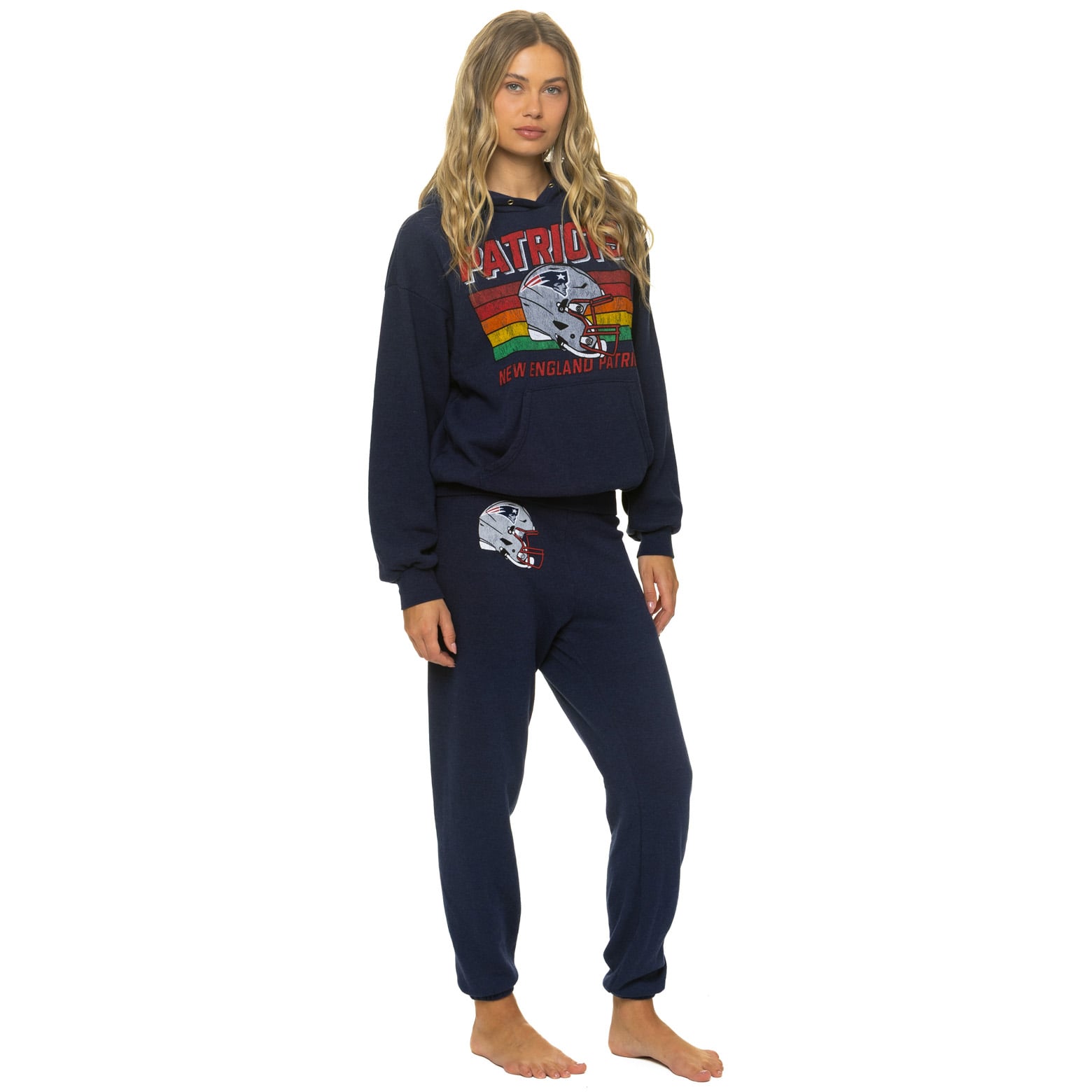 Pantalon de survêtement unisexe Aviator Nation bleu marine New England Patriots en mélange trois matières