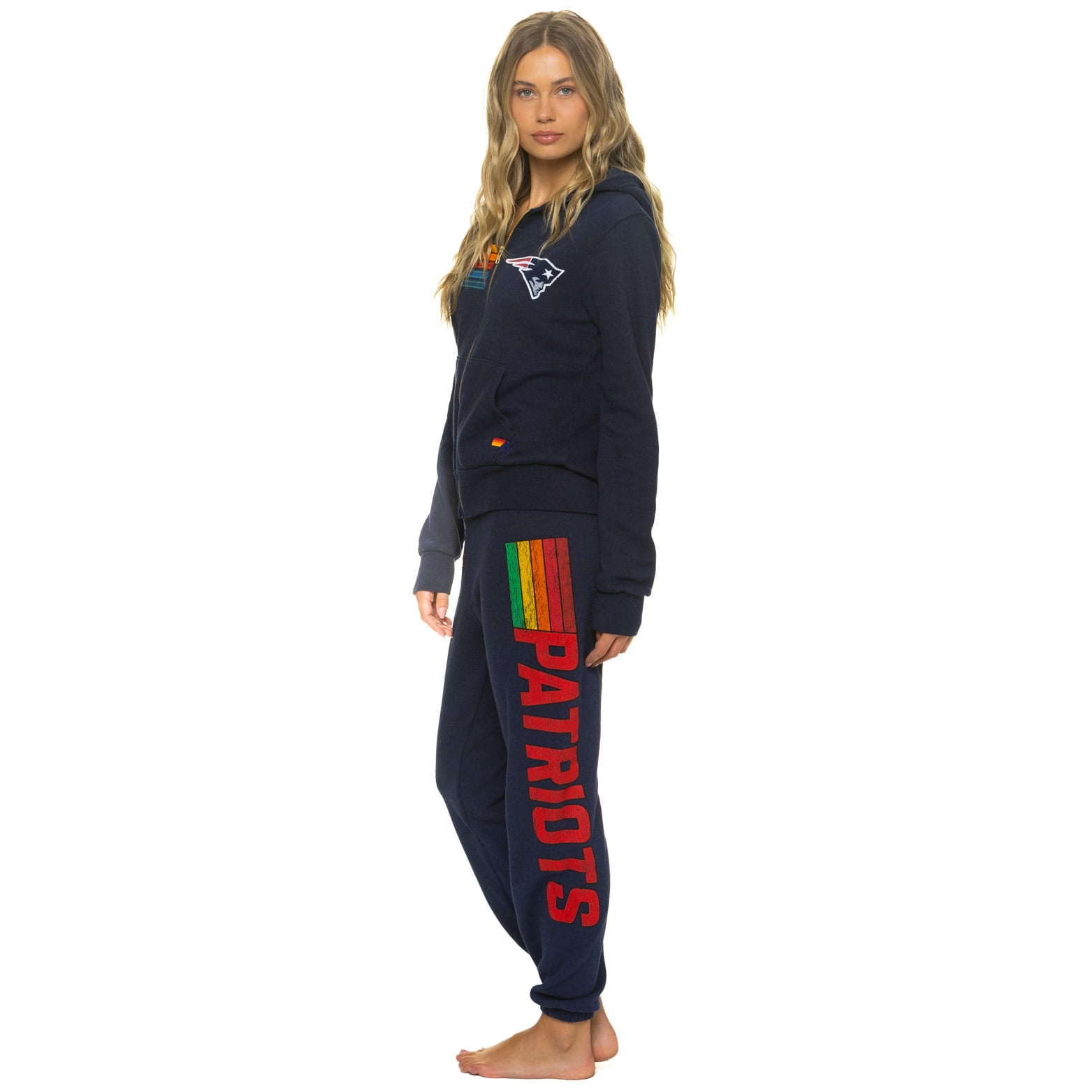 Pantalon de survêtement unisexe Aviator Nation bleu marine New England Patriots en mélange trois matières