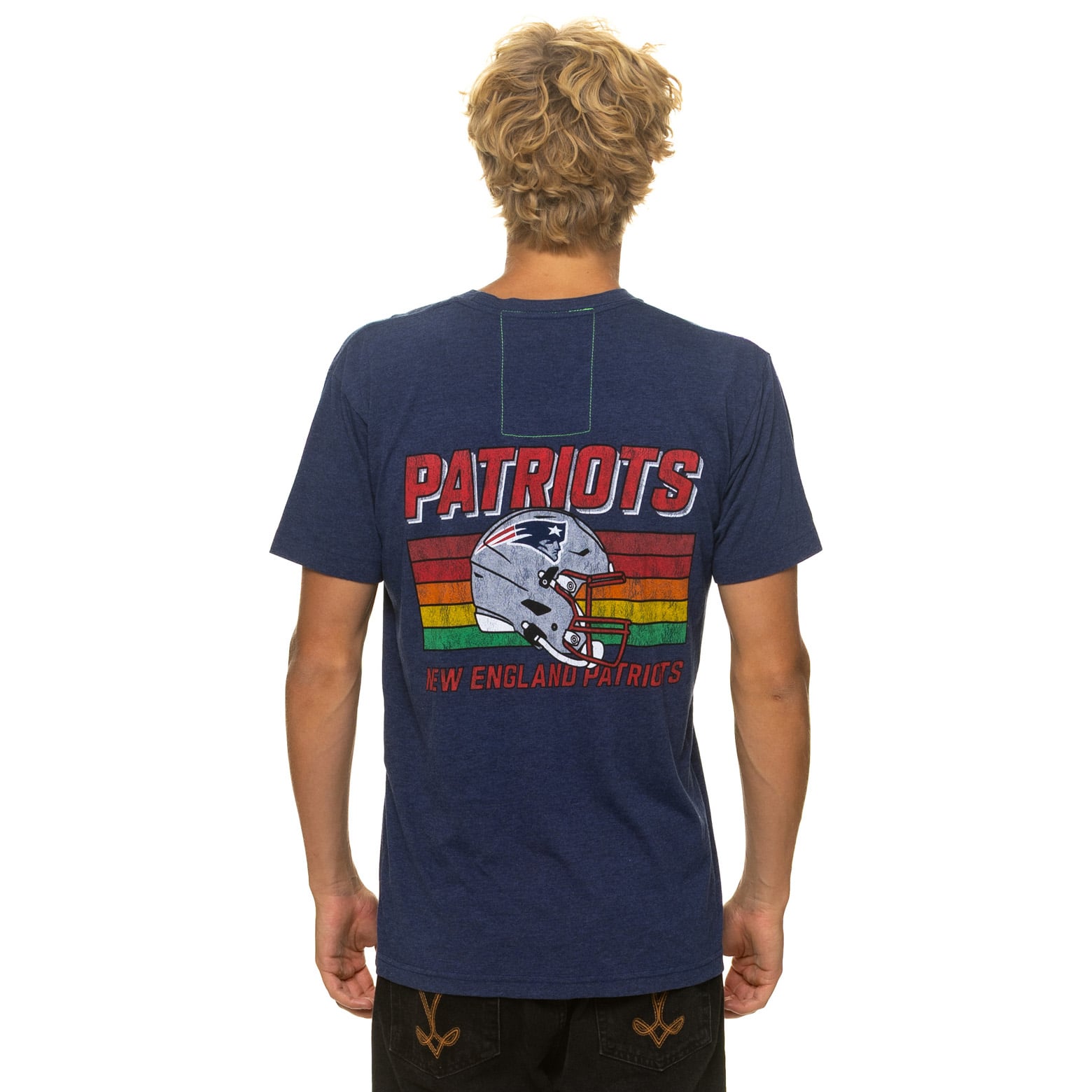 T-shirt unisexe Aviator Nation bleu marine New England Patriots en mélange de trois matières