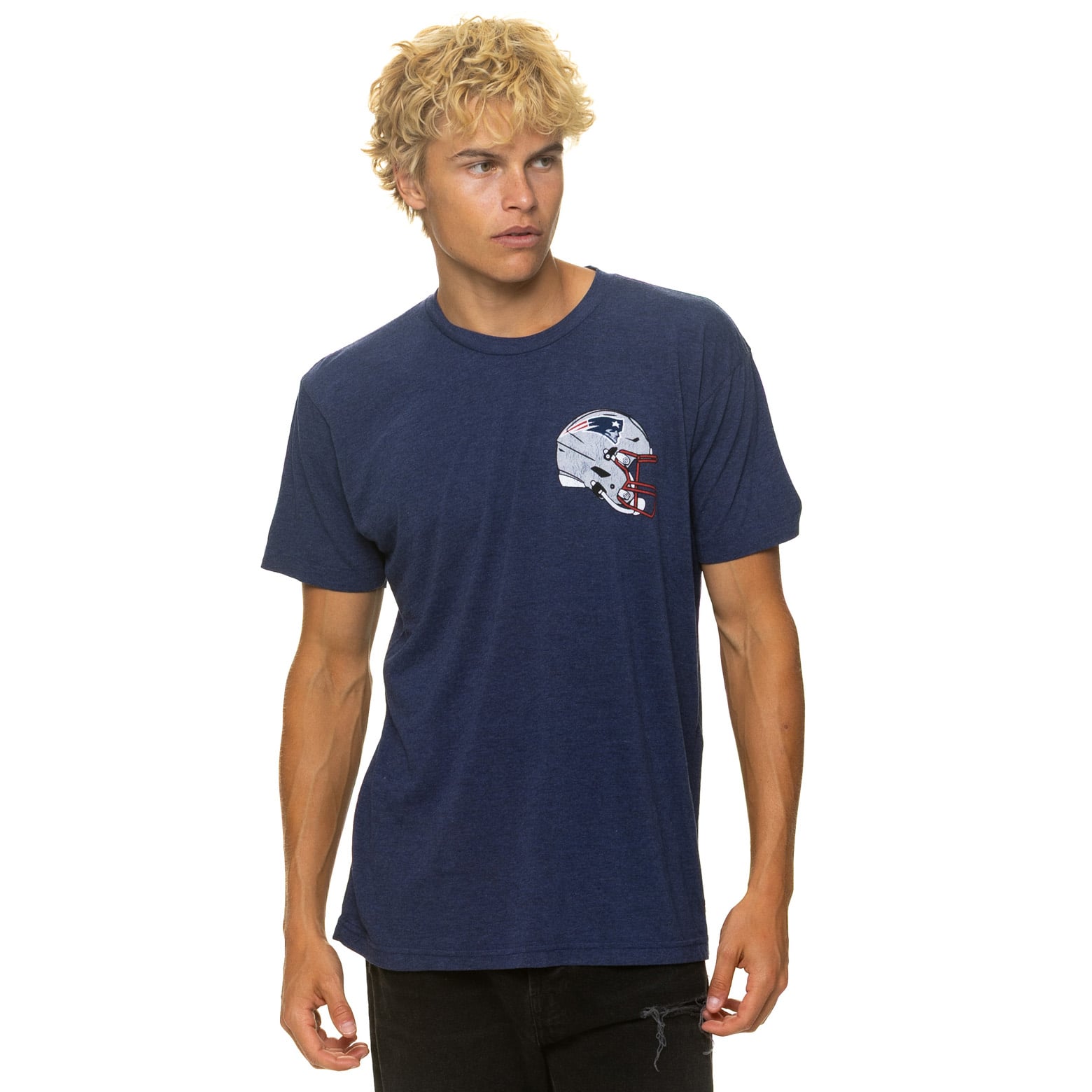 T-shirt unisexe Aviator Nation bleu marine New England Patriots en mélange de trois matières