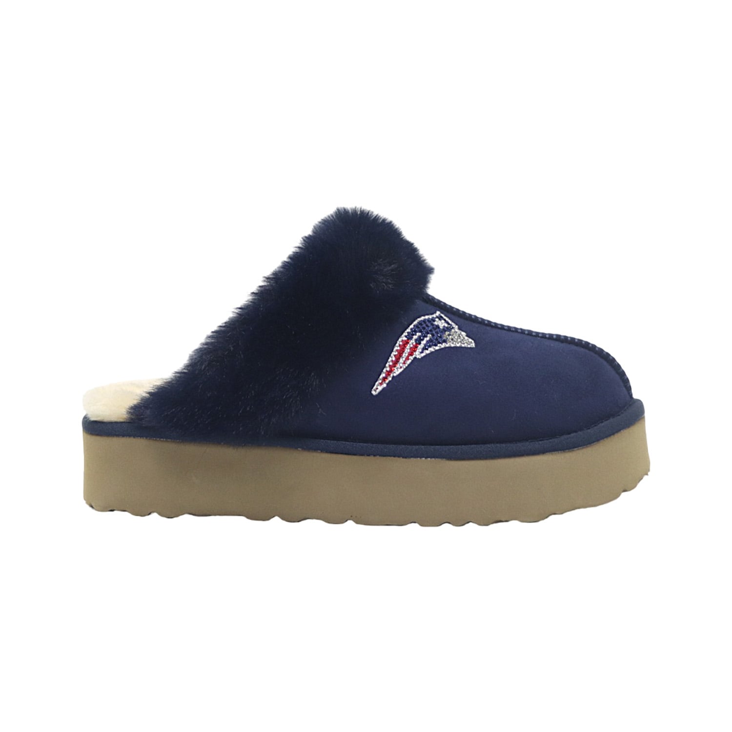 Pantoufles unisexes FABGATING by Cuce, bleu marine, aux couleurs de l'équipe des New England Patriots.