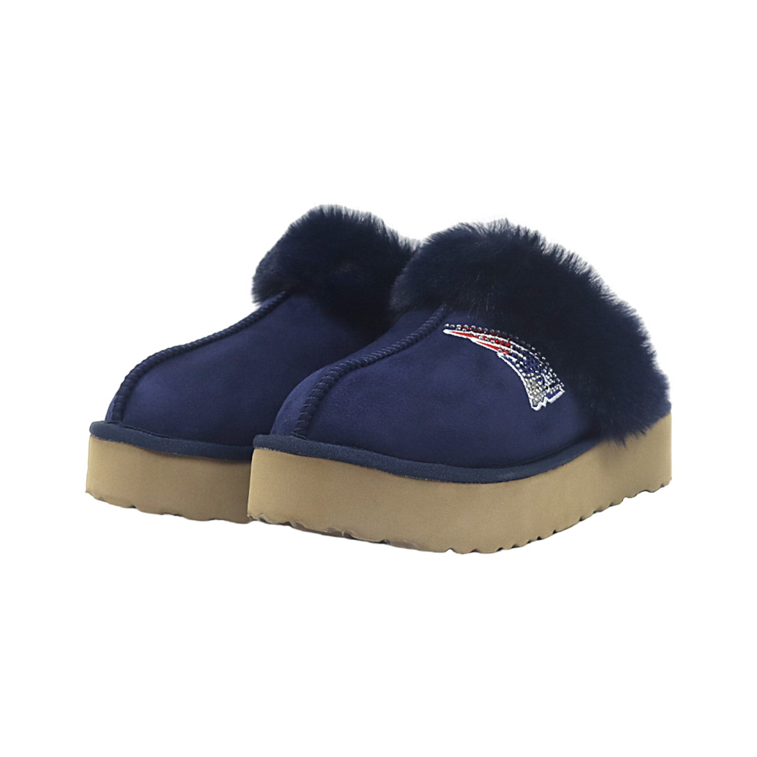 Pantoufles unisexes FABGATING by Cuce, bleu marine, aux couleurs de l'équipe des New England Patriots.
