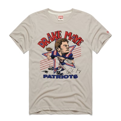 Drake Maye New England Patriots Homage Unisex Caricature Player Graphic Tri-Blend T-Shirt - Stone