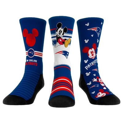  New England Patriots Rock Em Unisex Disney Three-Pack Crew Socks Set - 