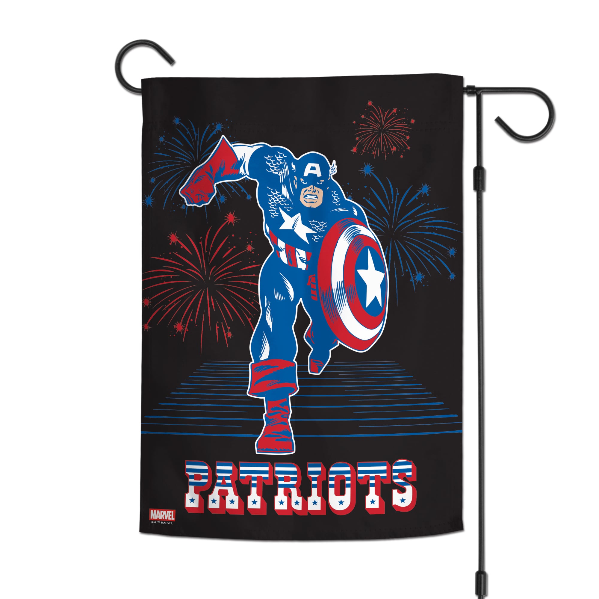 Drapeau de jardin double face WinCraft New England Patriots Disney x NFL Captain America 12'' x 18''