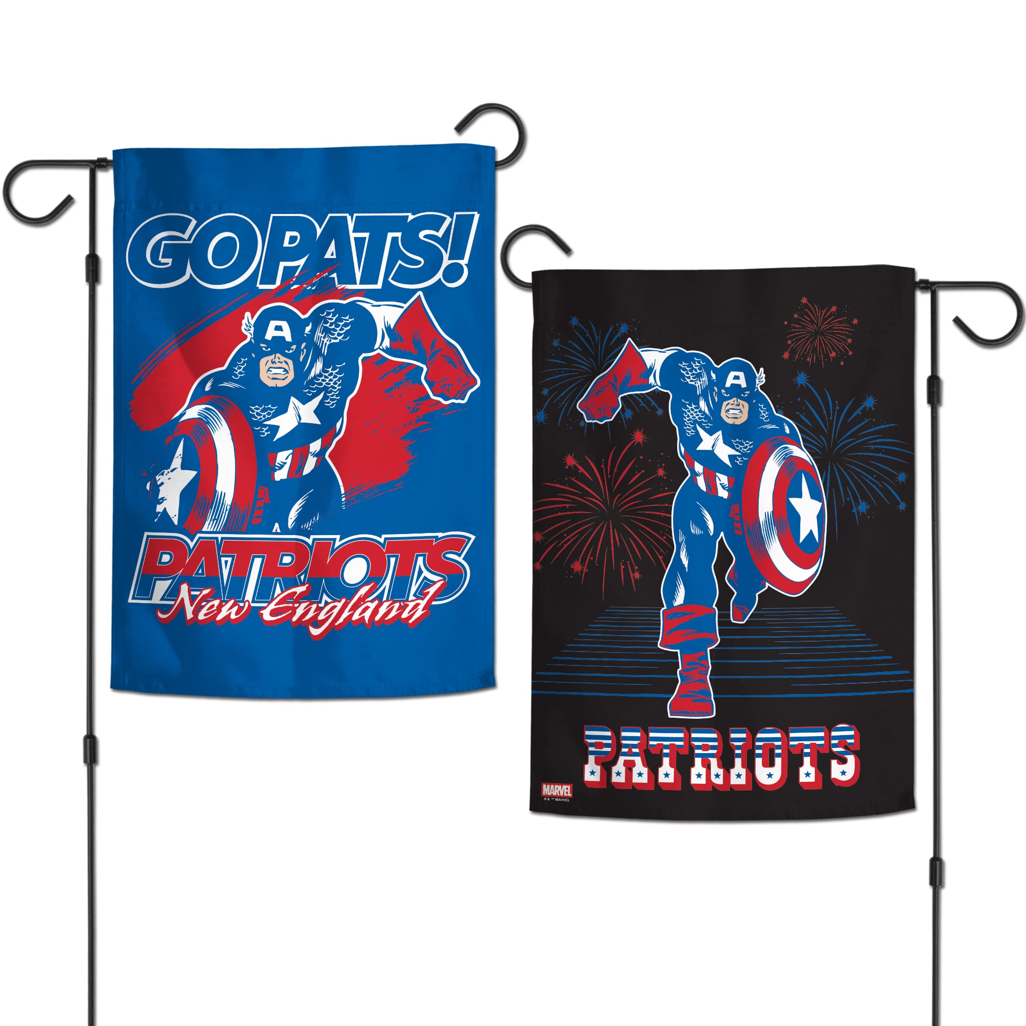 Drapeau de jardin double face WinCraft New England Patriots Disney x NFL Captain America 12'' x 18''