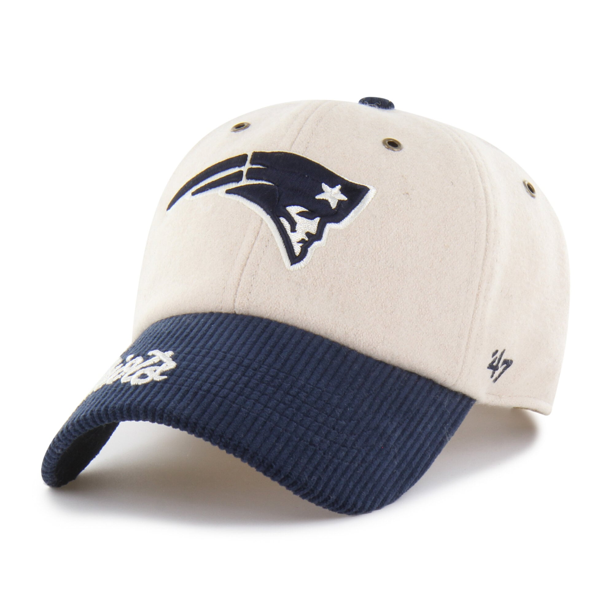 Women's '47 Natural/Navy New England Patriots Rope Script Clean Up Adjustable Hat