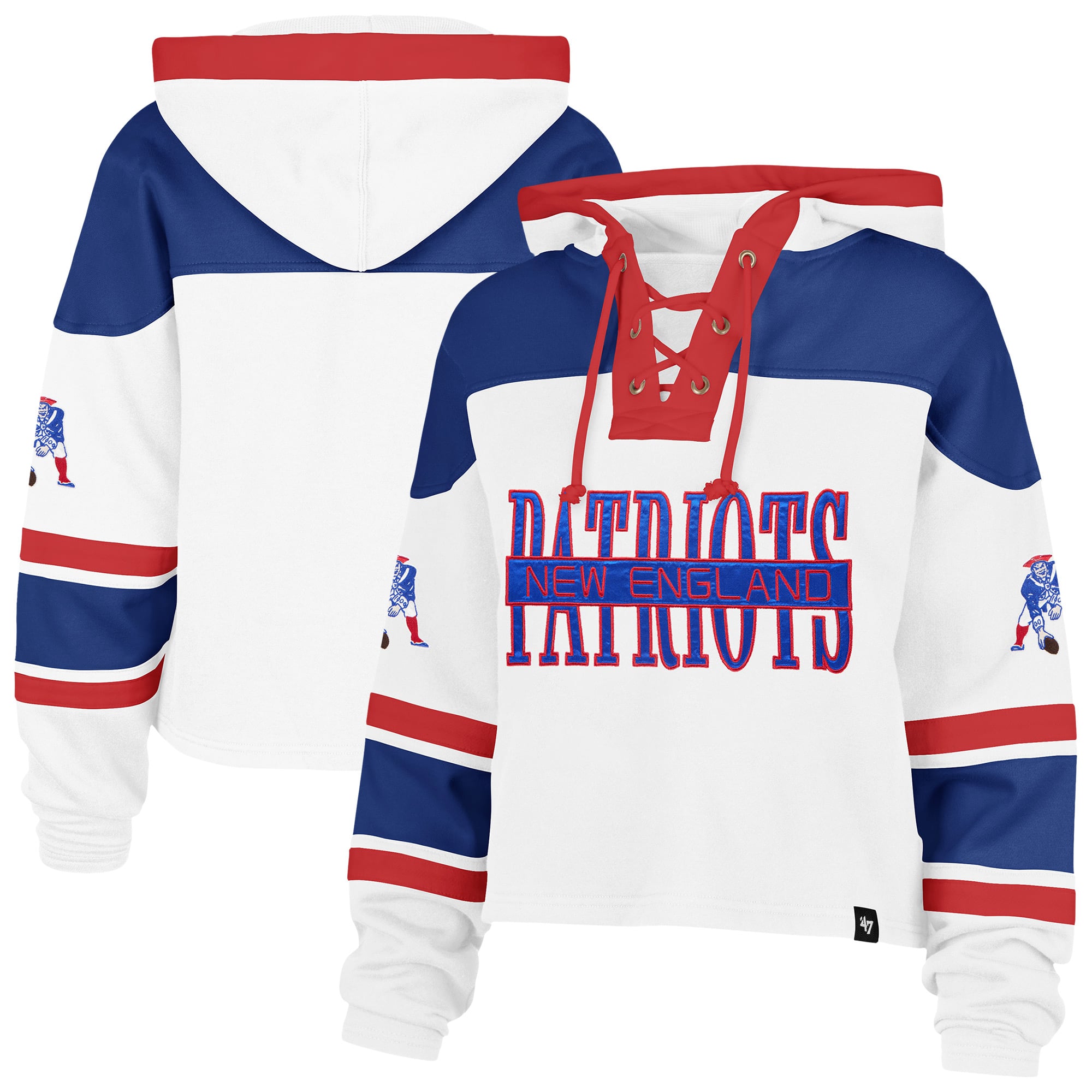 Sweat à capuche lacets Superior Lacer blanc '47 New England Patriots pour femme