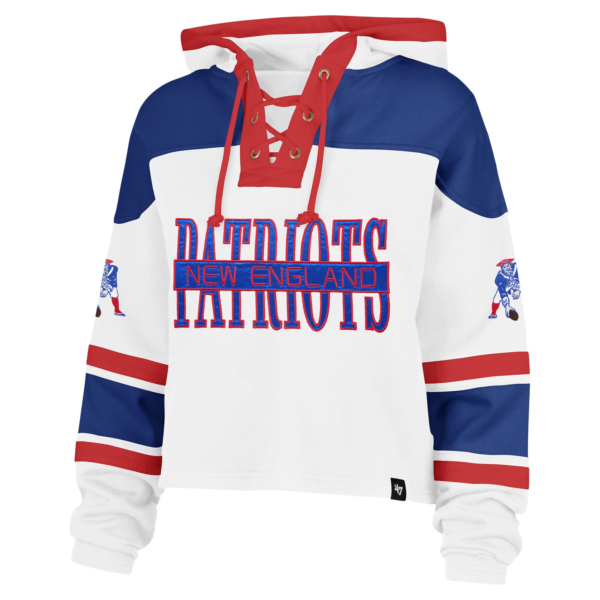 Sweat à capuche lacets Superior Lacer blanc '47 New England Patriots pour femme