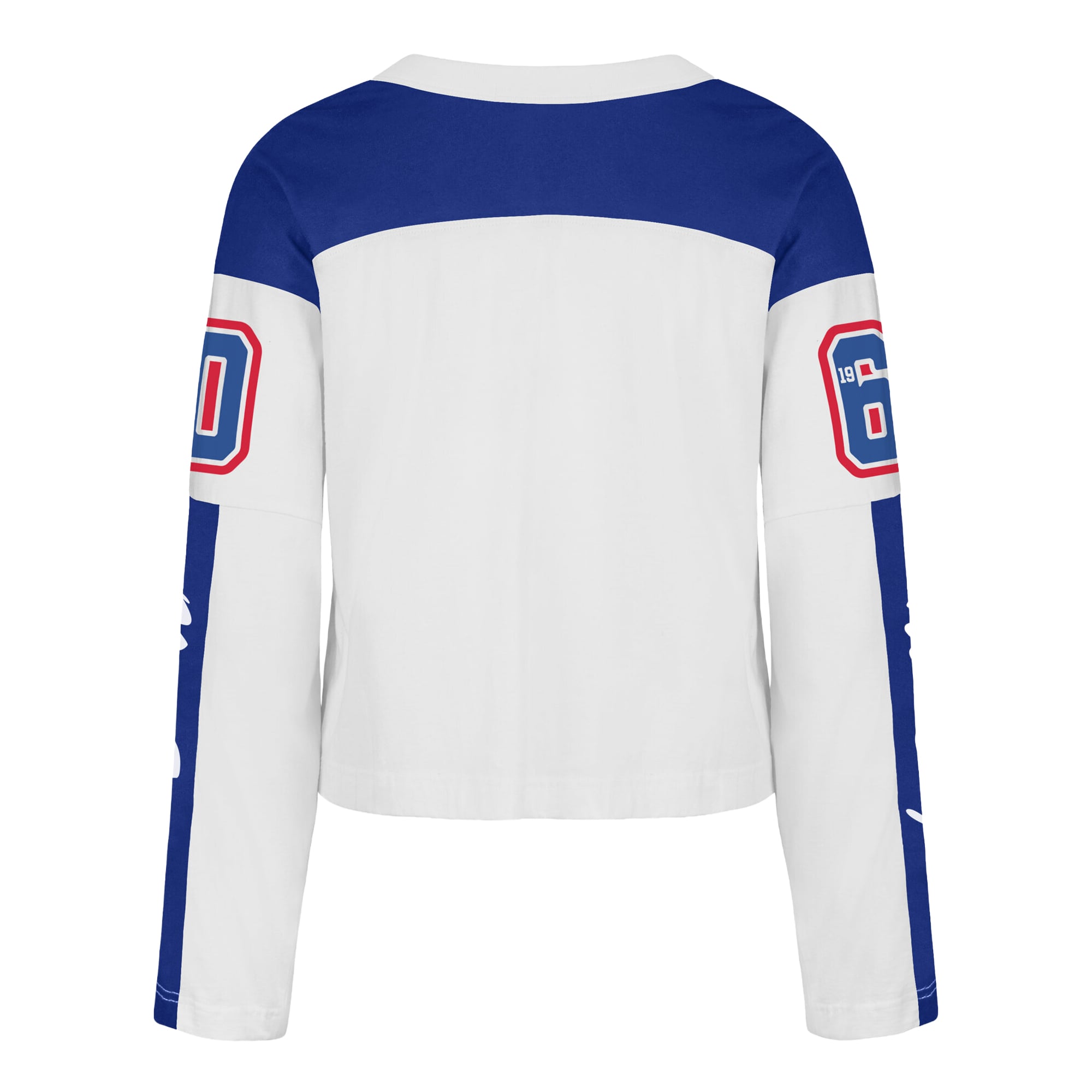 T-shirt à manches longues et col en V blanc New England Patriots « 47 » pour femme