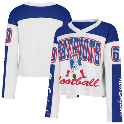  New England Patriots '47 Women's Exclamation Metro V-Neck Long Sleeve Jersey T-Shirt - White