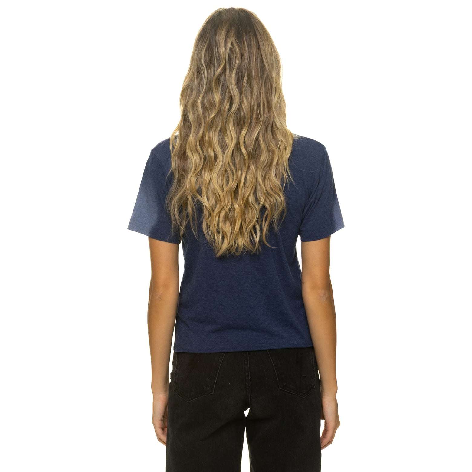 T-shirt Aviator Nation pour femme, bleu marine, New England Patriots, coupe carrée, style boyfriend, en mélange de trois matières