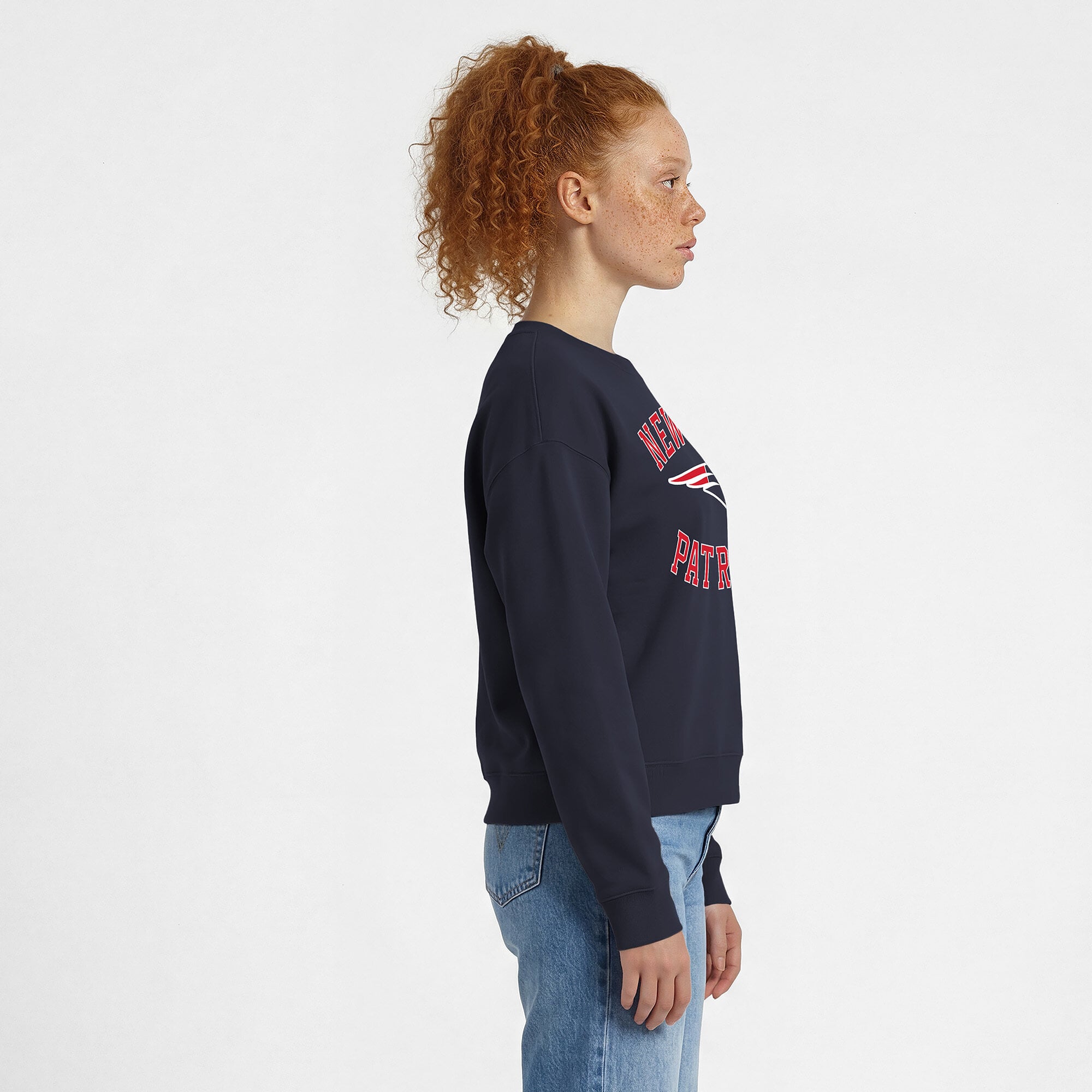 Women's Champion Royal New England Patriots Heart & Soul Powerblend Sweatshirt