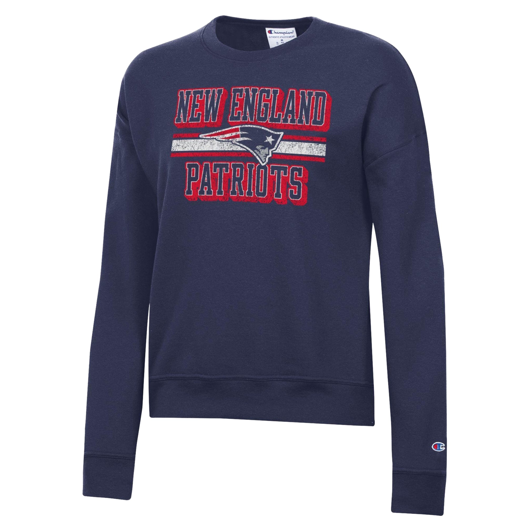 Sweat-shirt en polaire Powerblend bleu marine Champion pour femme, modèle New England Patriots.