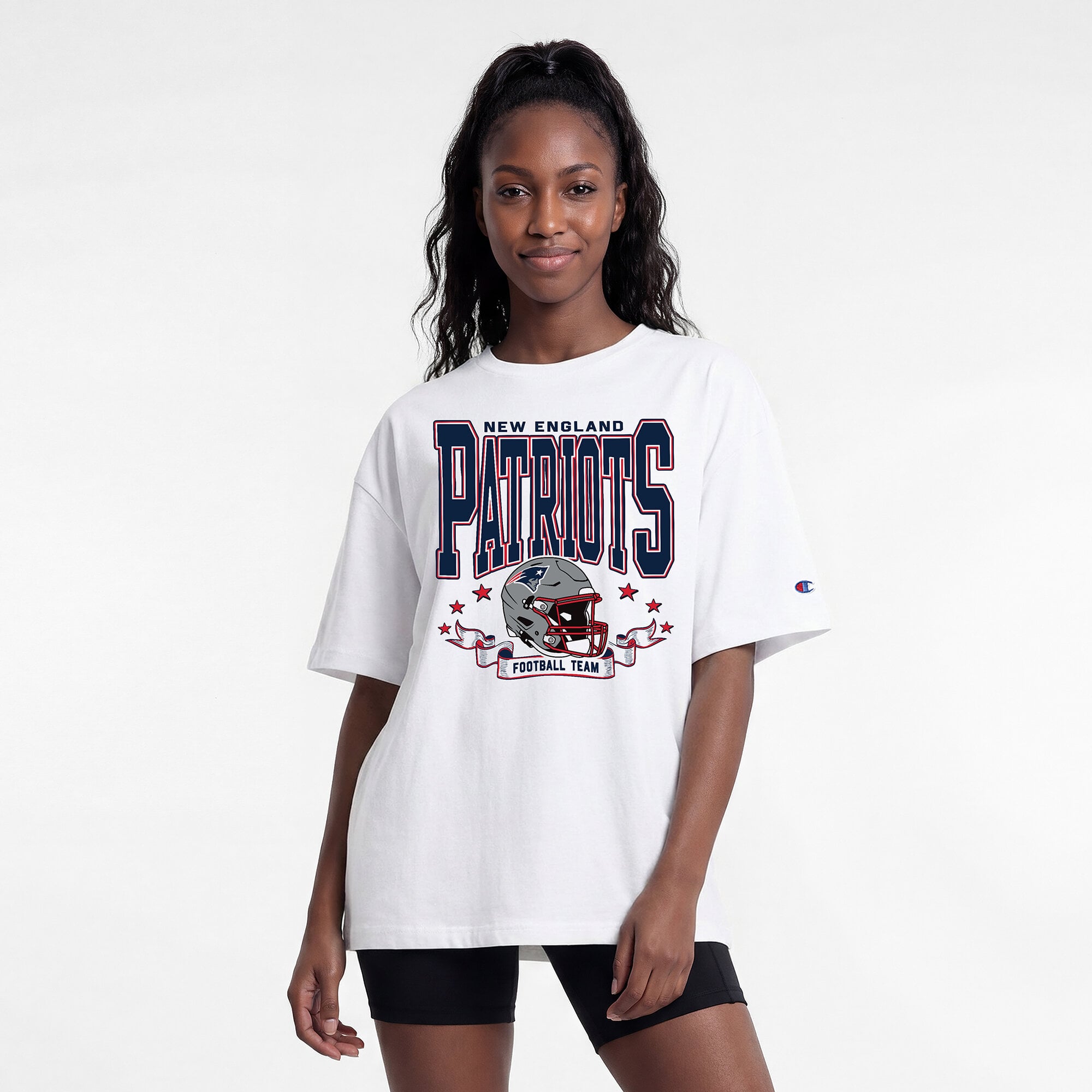 T-shirt oversize blanc Champion New England Patriots pour femmes