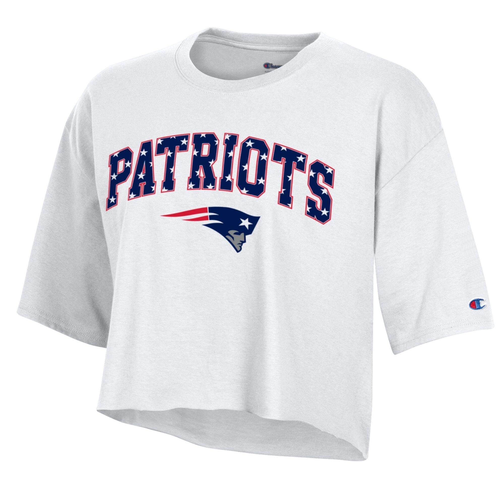 T-shirt court blanc à étoiles des New England Patriots pour femmes