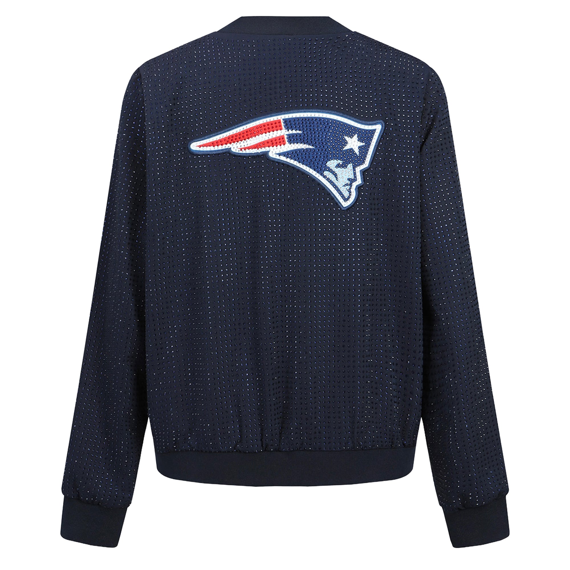 Veste bomber zippée intégrale FABGATING by Cuce bleu marine New England Patriots Crystal pour femme