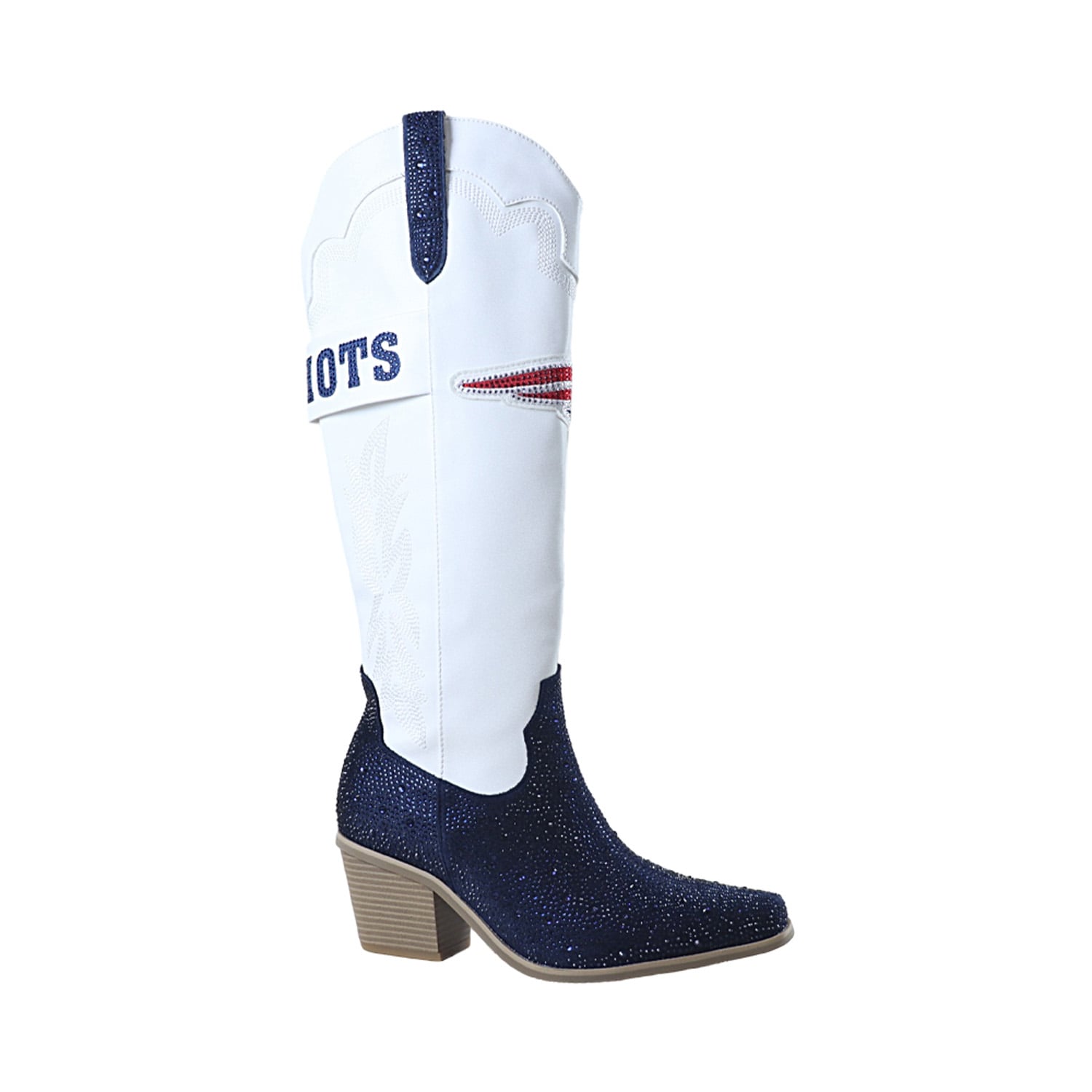 Bottes de cowboy blanches FABGATING by Cuce New England Patriots à cristaux pour femmes