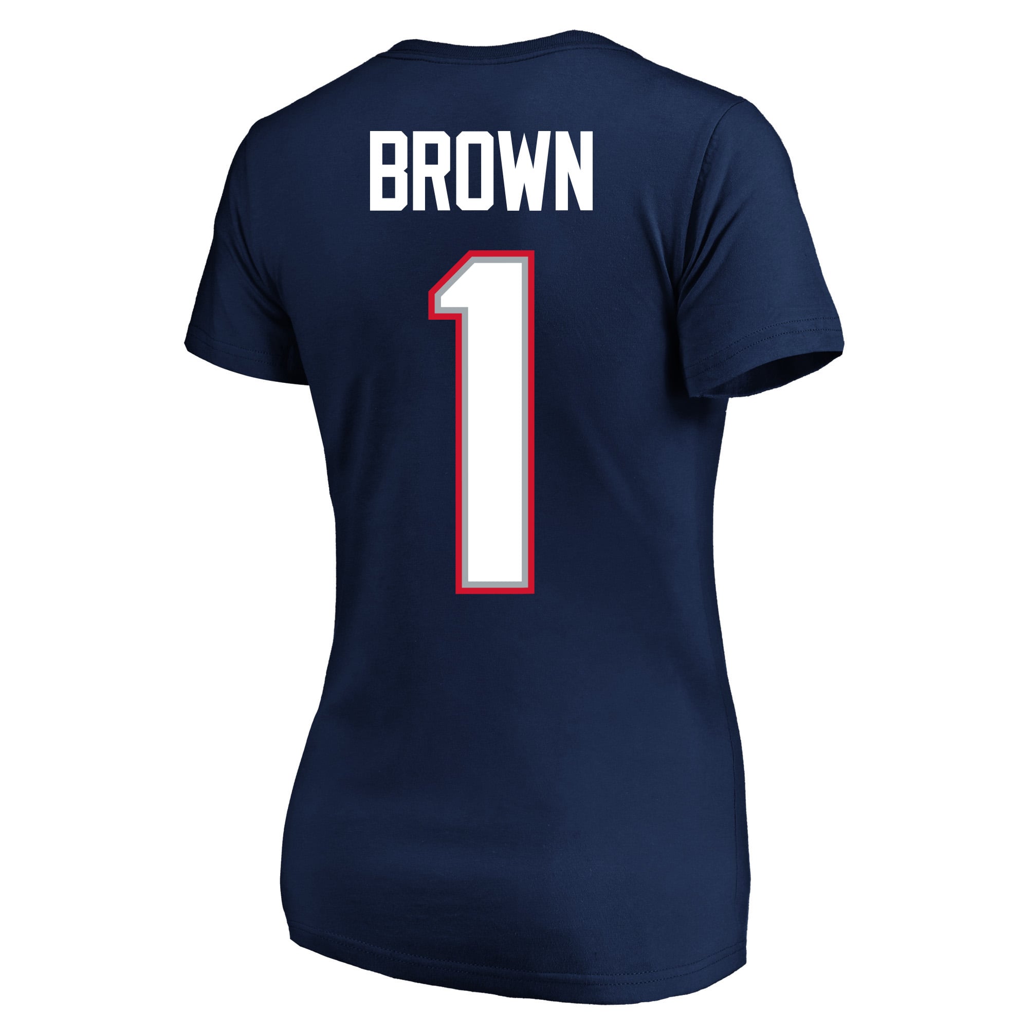 Women's Fanatics A.J. Brown Navy New England Patriots Plus Name & Number V-Neck T-Shirt