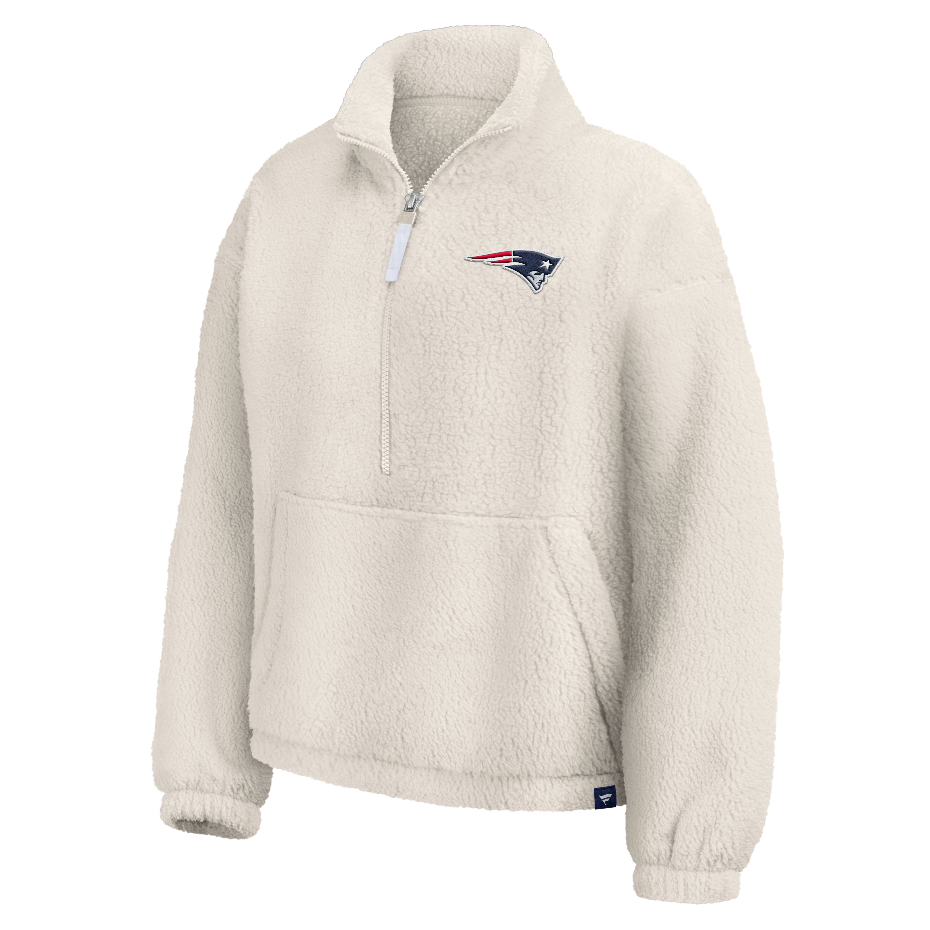 Pull à demi-zip oversize en sherpa crème New England Patriots pour femme de Fanatics