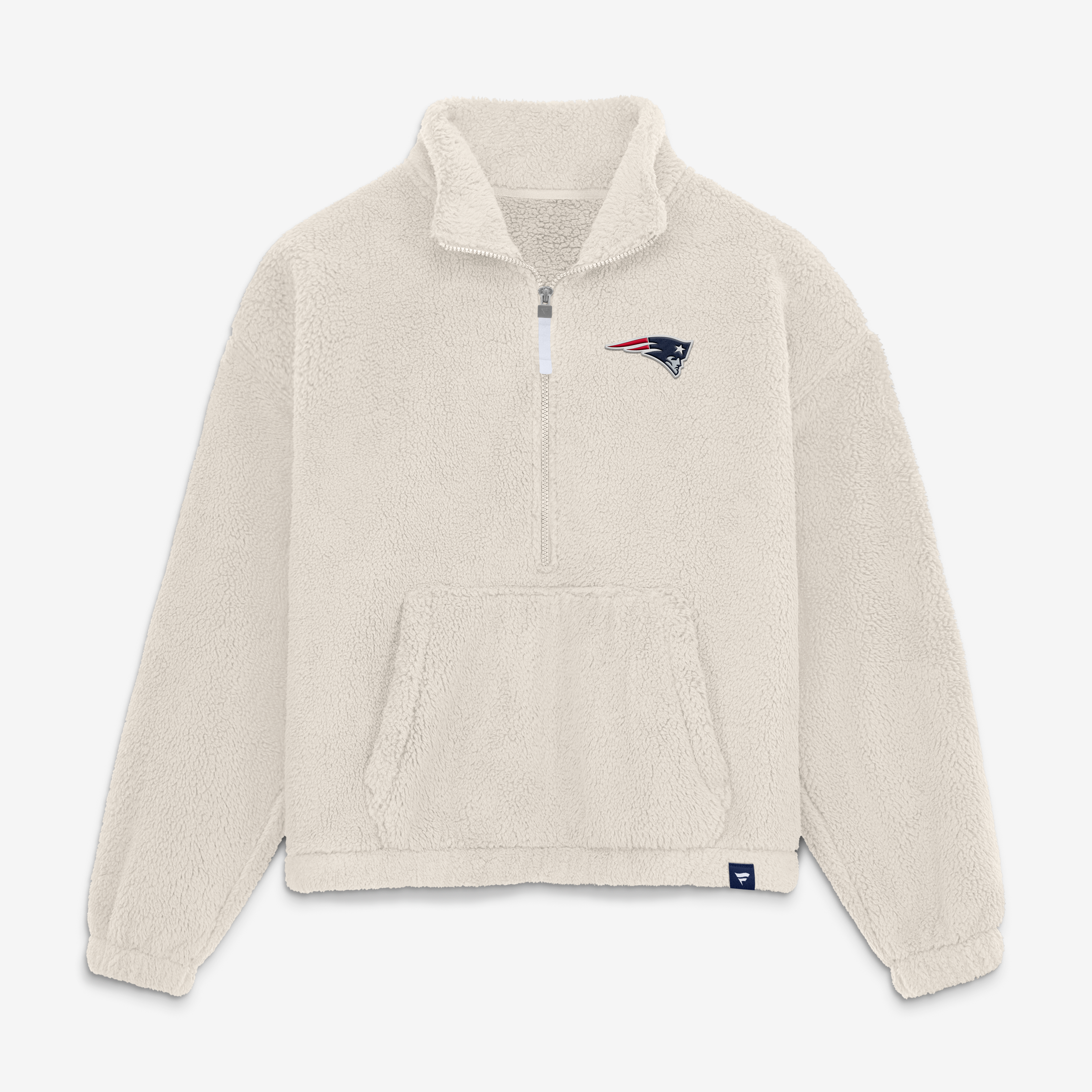 Pull à demi-zip oversize en sherpa crème New England Patriots pour femme de Fanatics