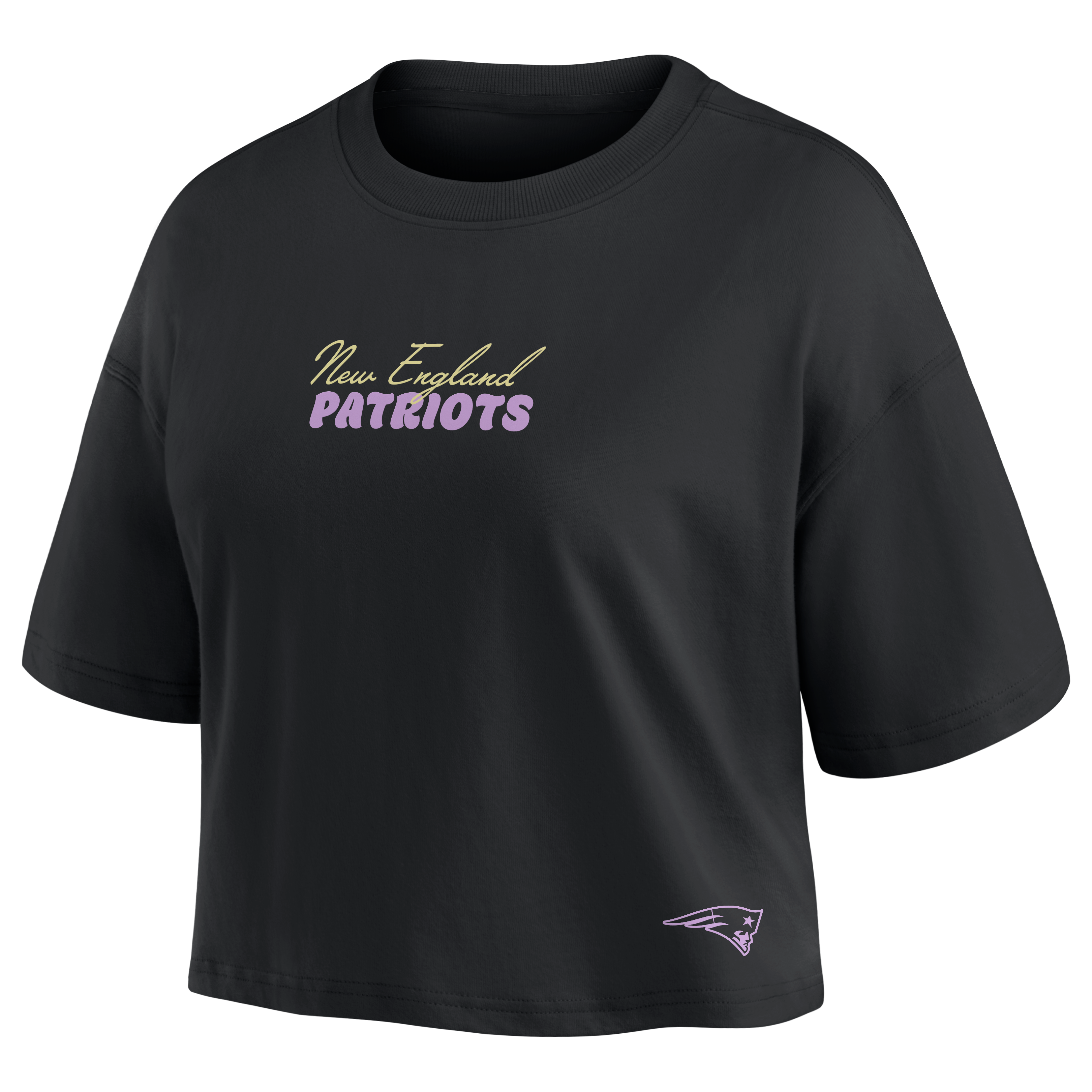 Women's Fanatics Drake Maye Black New England Patriots Fashion Cropped T-Shirt