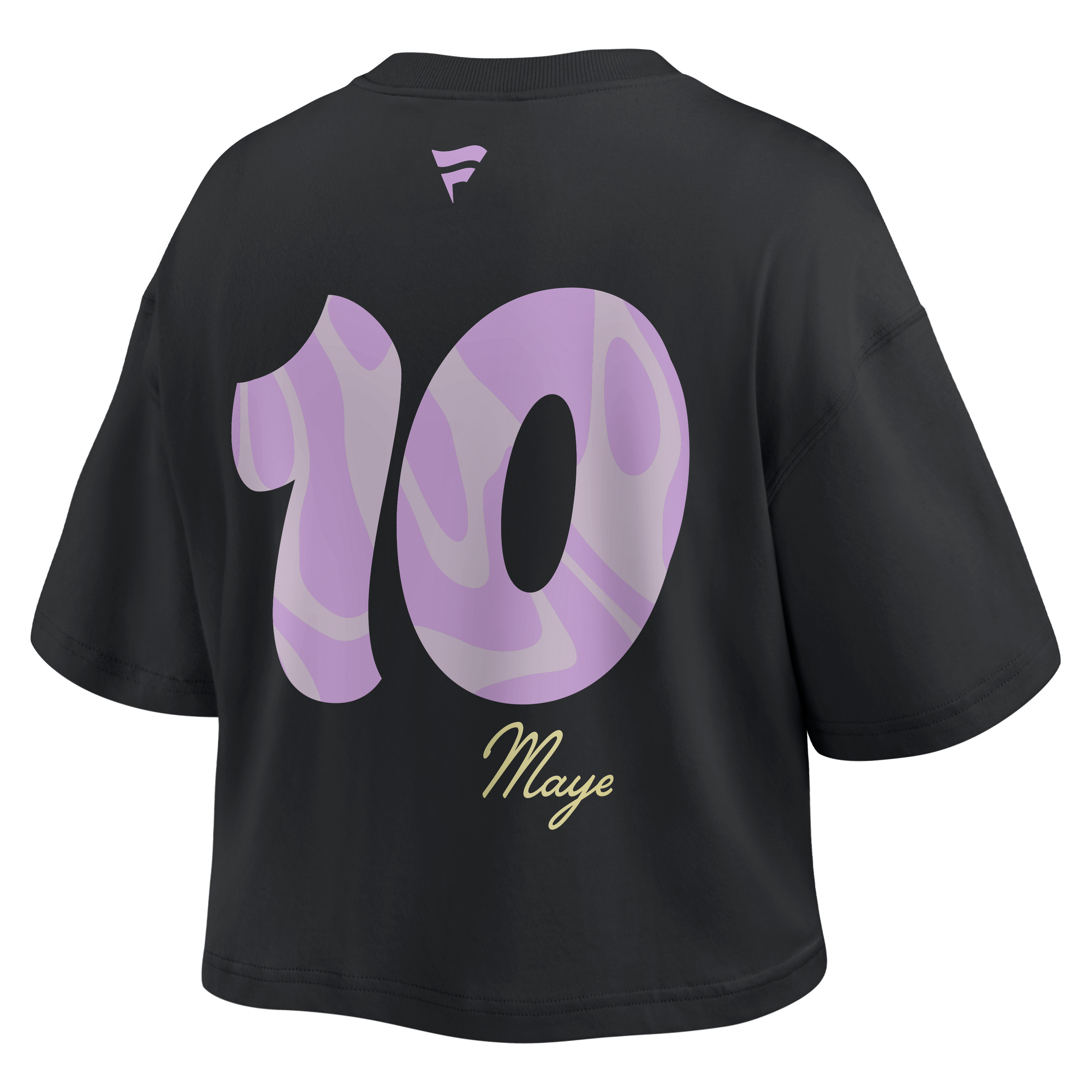 Women's Fanatics Drake Maye Black New England Patriots Fashion Cropped T-Shirt