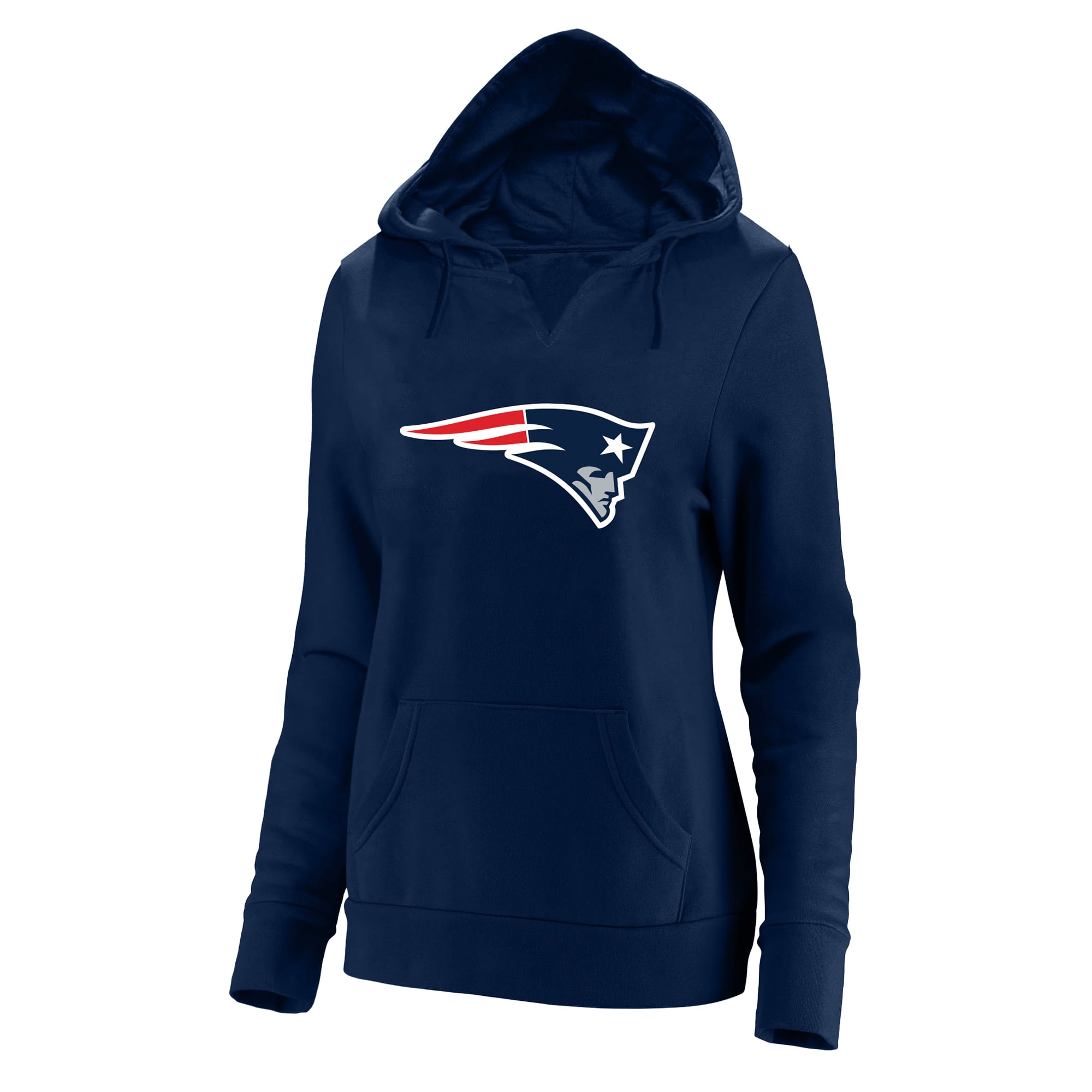 Women's Fanatics Drake Maye Navy New England Patriots Plus Player Name & Number Notch Neck Hoodie