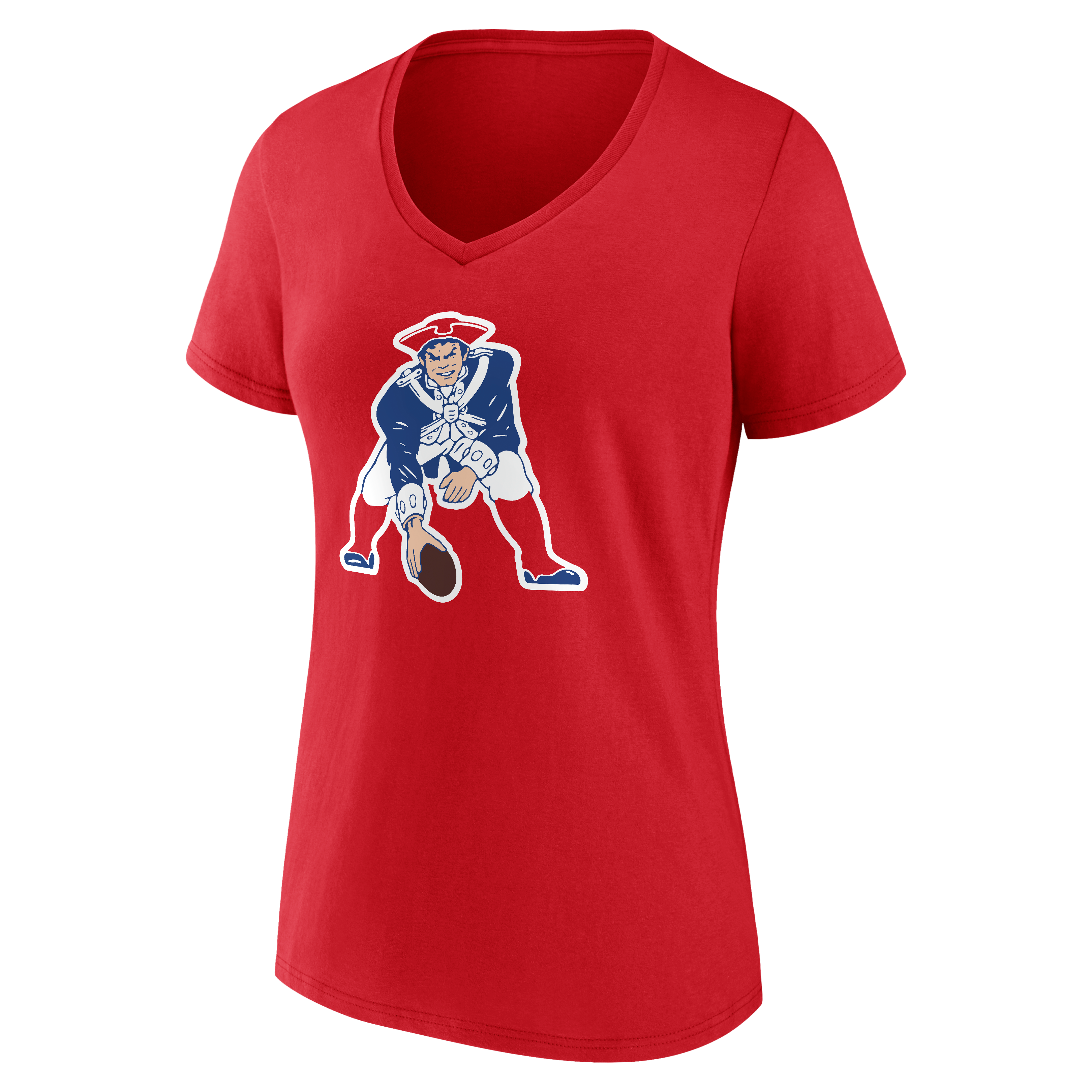 Women's Fanatics Drake Maye Red New England Patriots Team Authentic Throwback Player Nickname Name & Number V-Neck T-Shirt