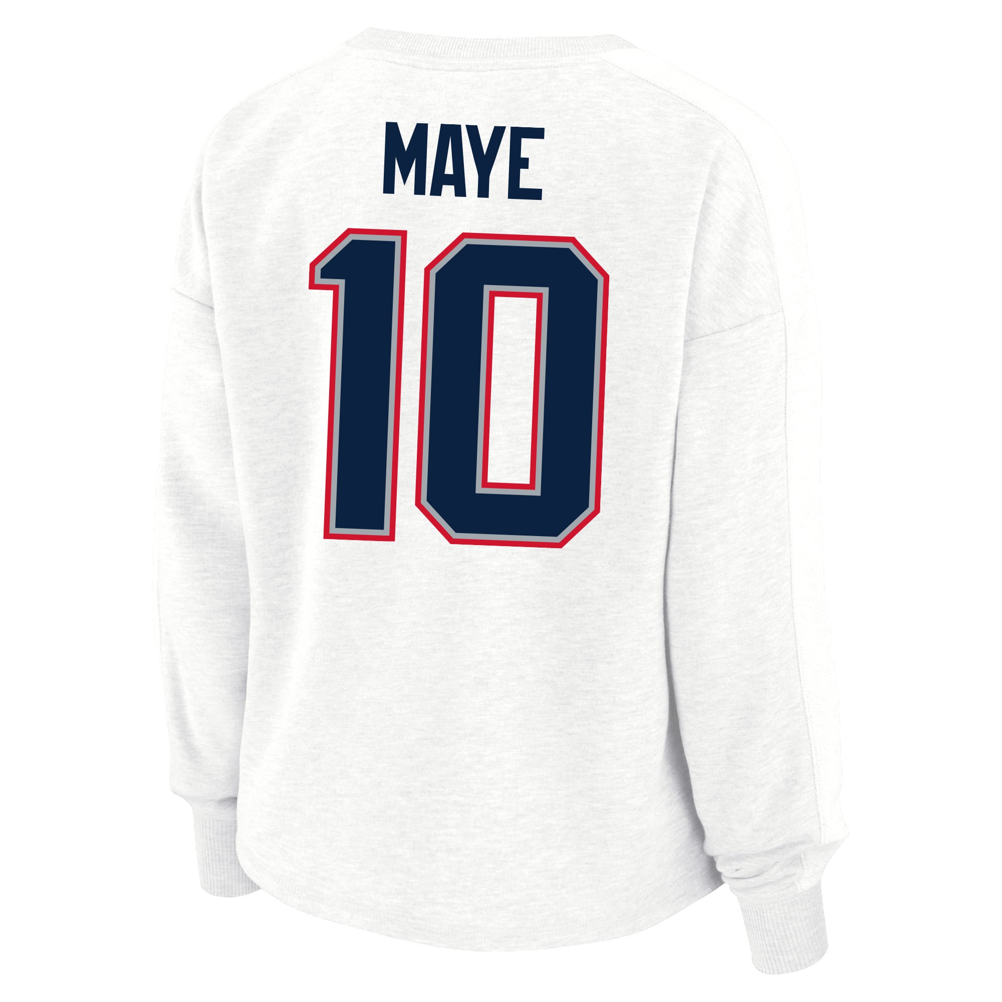 Women's Fanatics Drake Maye White New England Patriots Plus Oversized Name & Number Sweatshirt