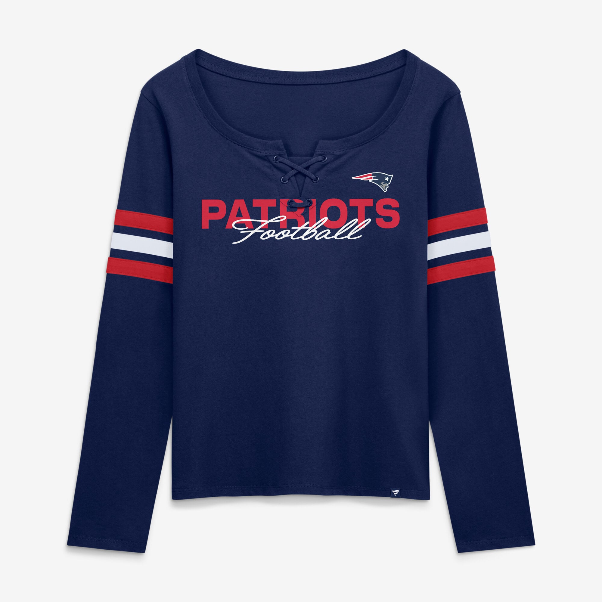 T-shirt à manches longues lacets Fanatics Navy New England Patriots pour femmes