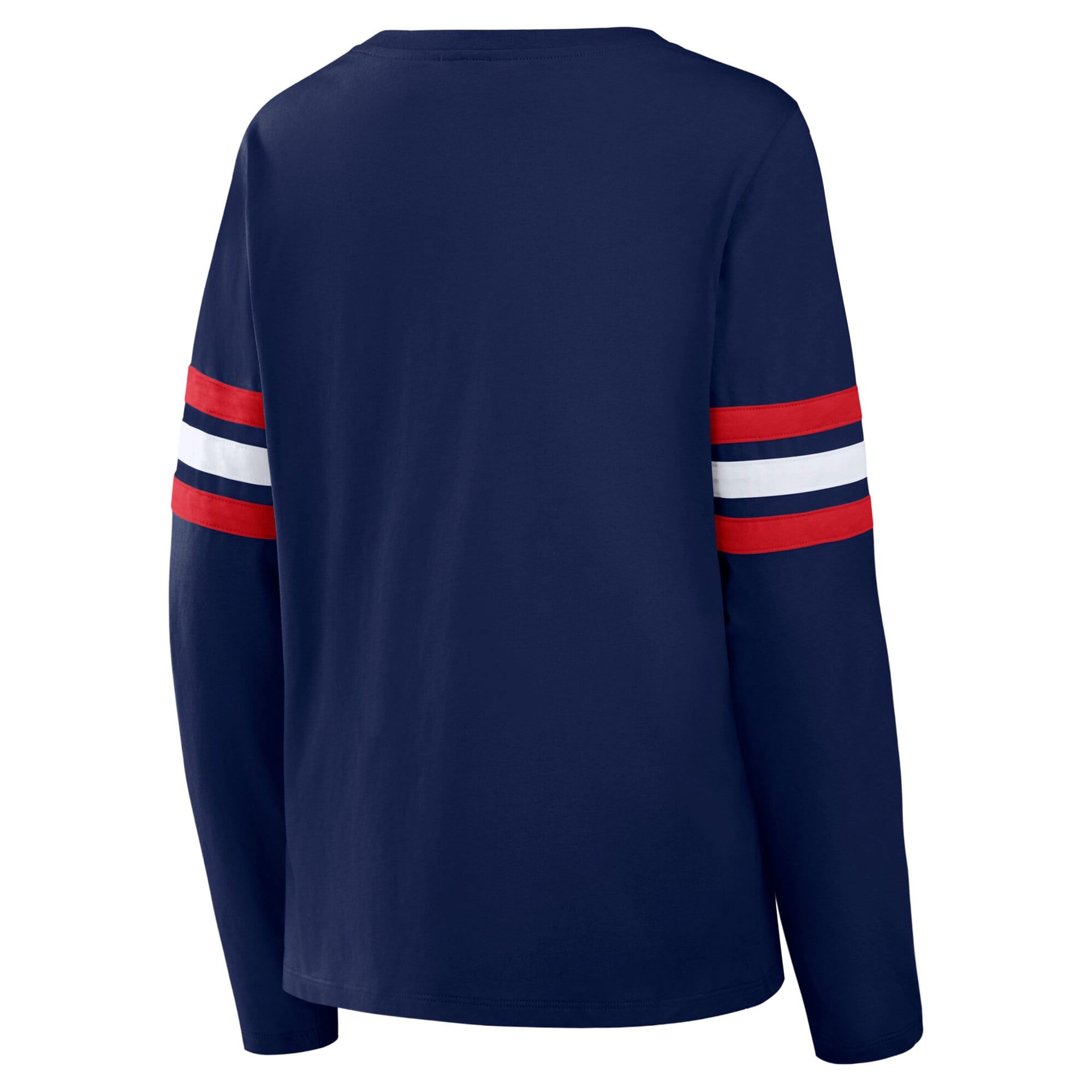 T-shirt à manches longues lacets Fanatics bleu marine/rouge pour femme, New England Patriots, grandes tailles.