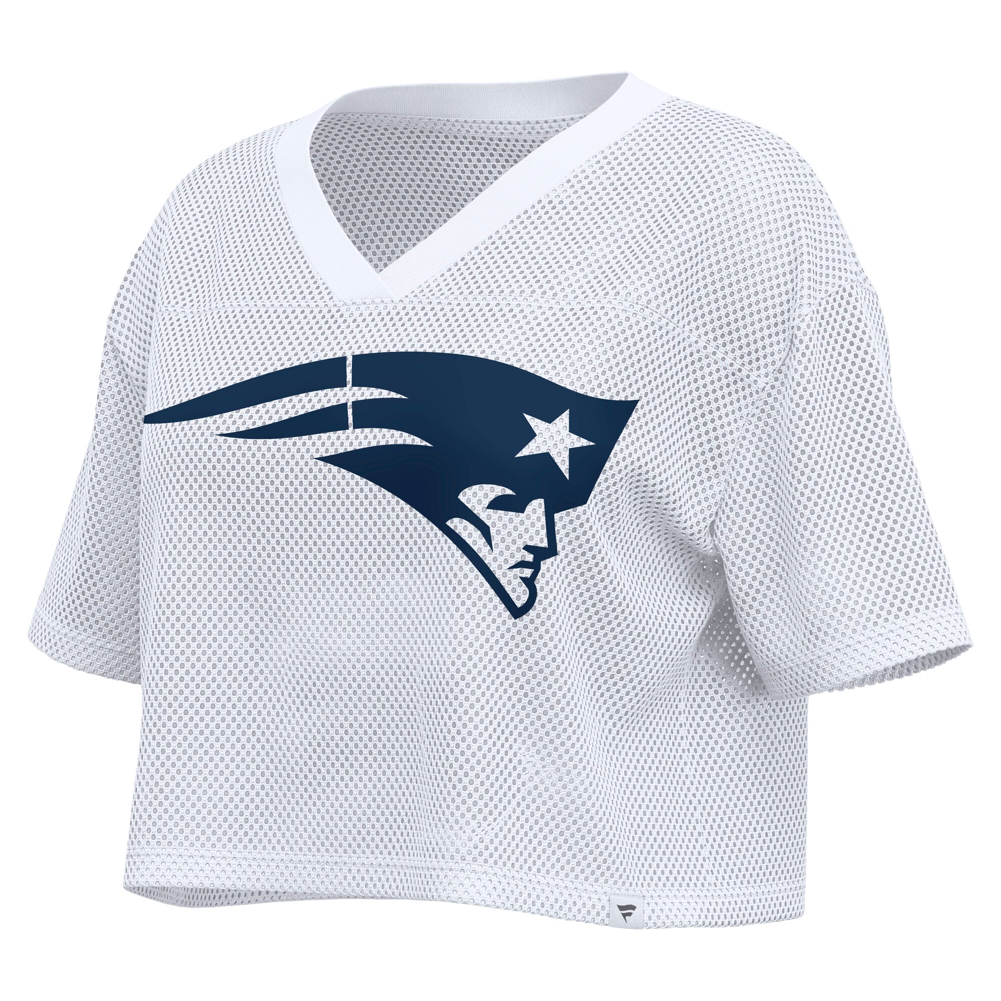 Maillot Fanatics blanc pour femme, New England Patriots, oversize, en maille, court