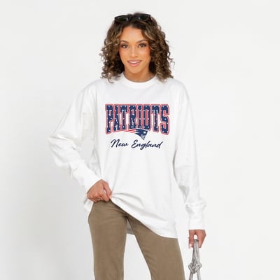 New England Patriots Gameday Couture Women's Sweet Spot Oversized Long Sleeve T-Shirt - White