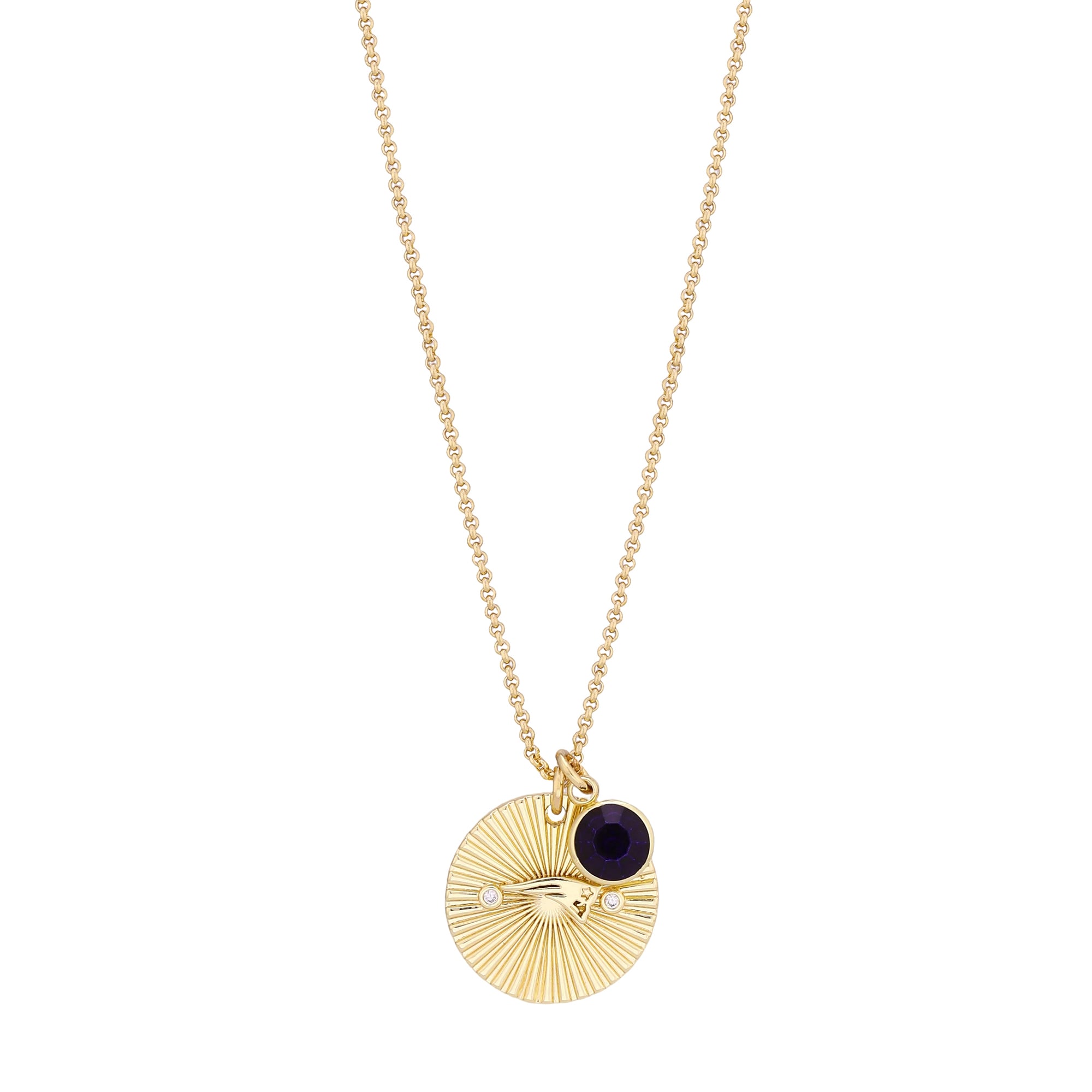 Collier pour femme LUV AJ Gold New England Patriots avec pendentif spirale et pierre