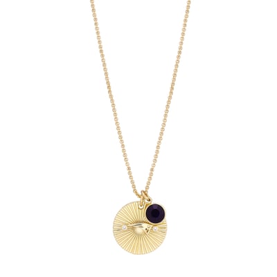  New England Patriots LUV AJ Women's Spiral and Stone Charm Necklace - Gold