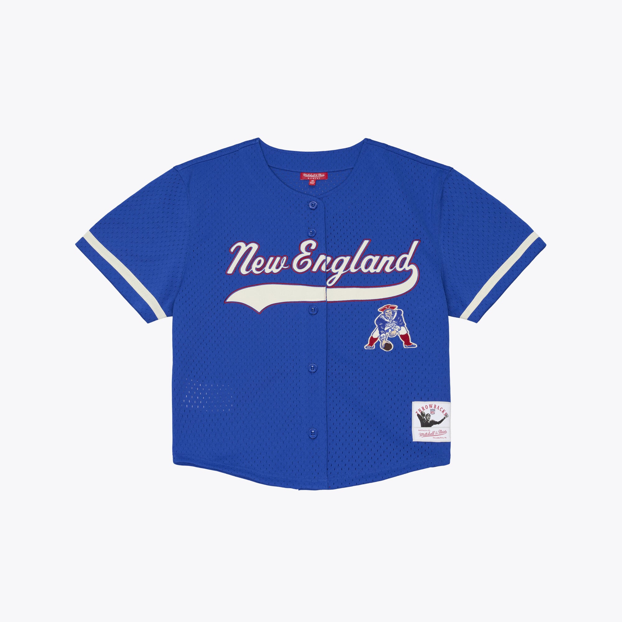 Women's Mitchell & Ness Royal New England Patriots Retro Roots Baseball Jersey