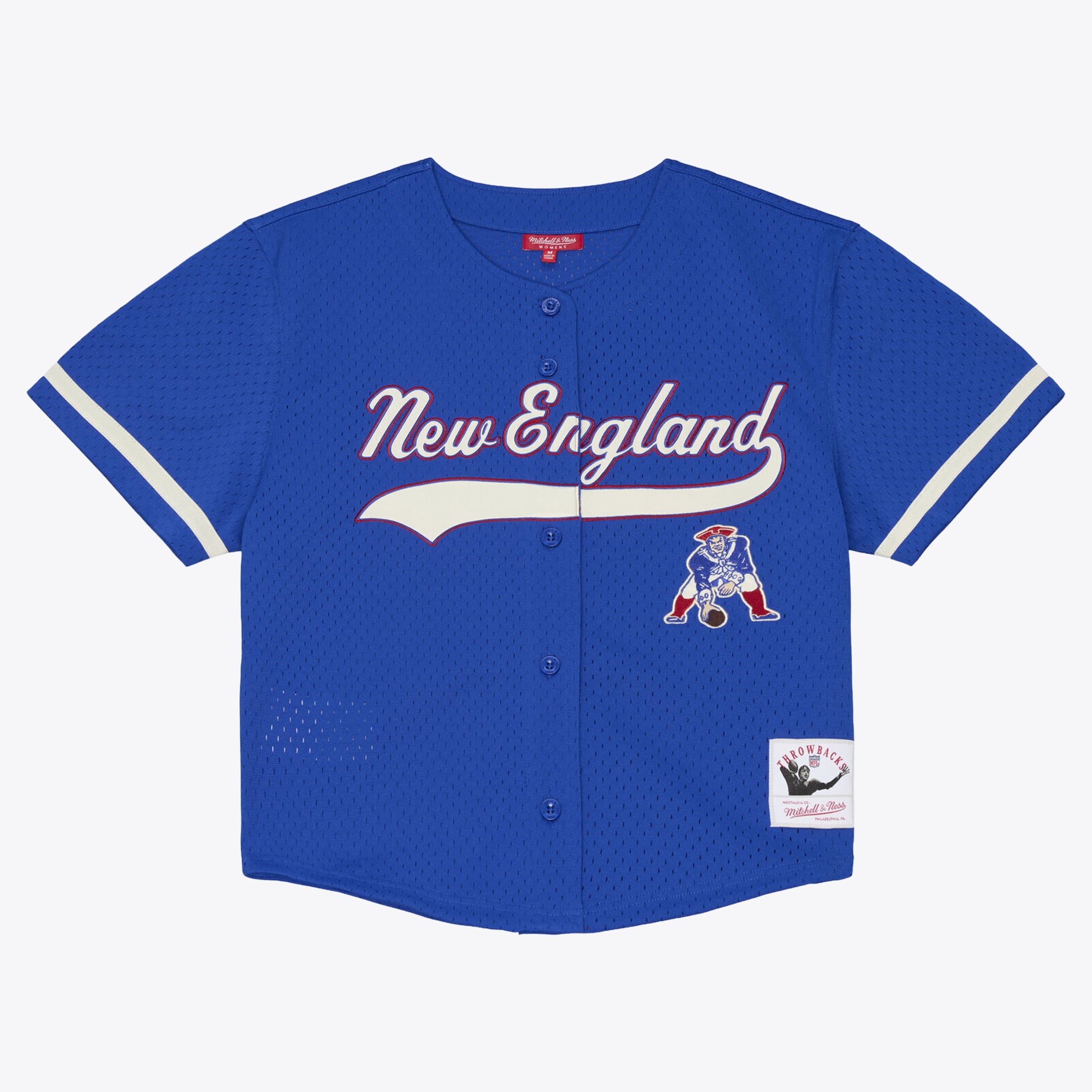 Women's Mitchell & Ness Royal New England Patriots Retro Roots Baseball Jersey