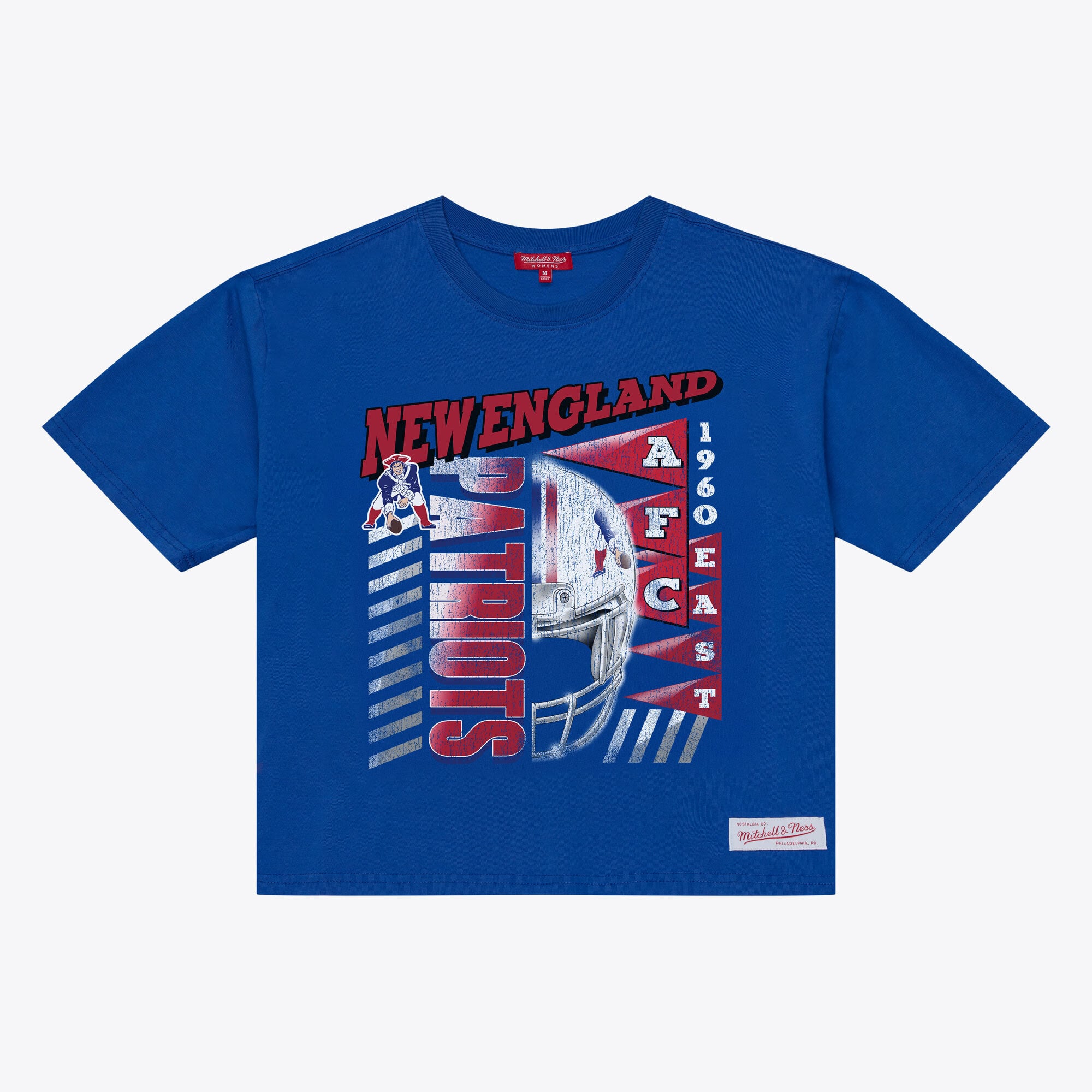 T-shirt court à imprimé graphique urbain Mitchell & Ness Royal New England Patriots pour femme