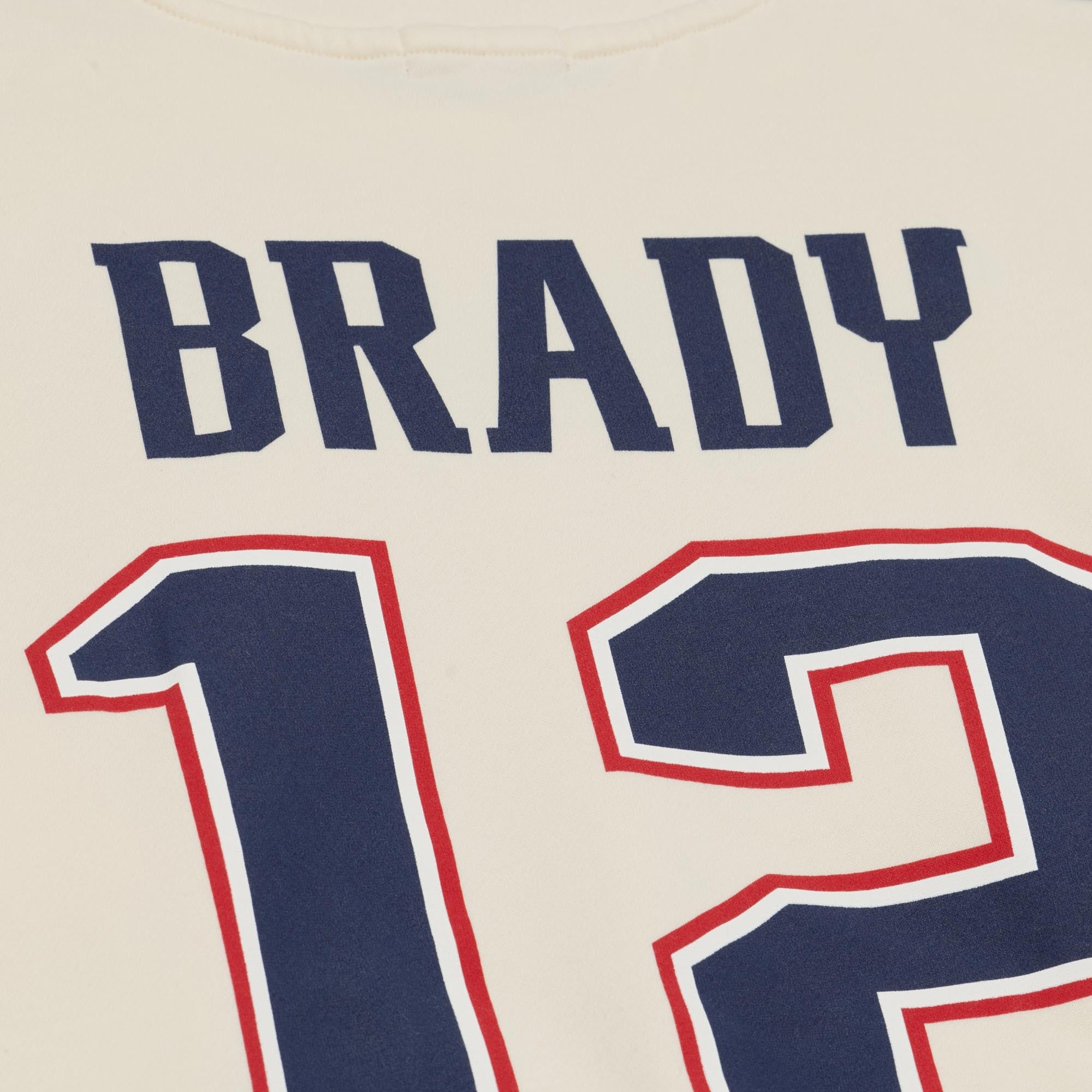 Sweat-shirt Mitchell & Ness pour femme, couleur crème, avec nom et numéro de Tom Brady, New England Patriots