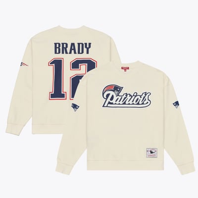 Tom Brady New England Patriots Mitchell & Ness Women's Name & Number Sweatshirt - Cream
