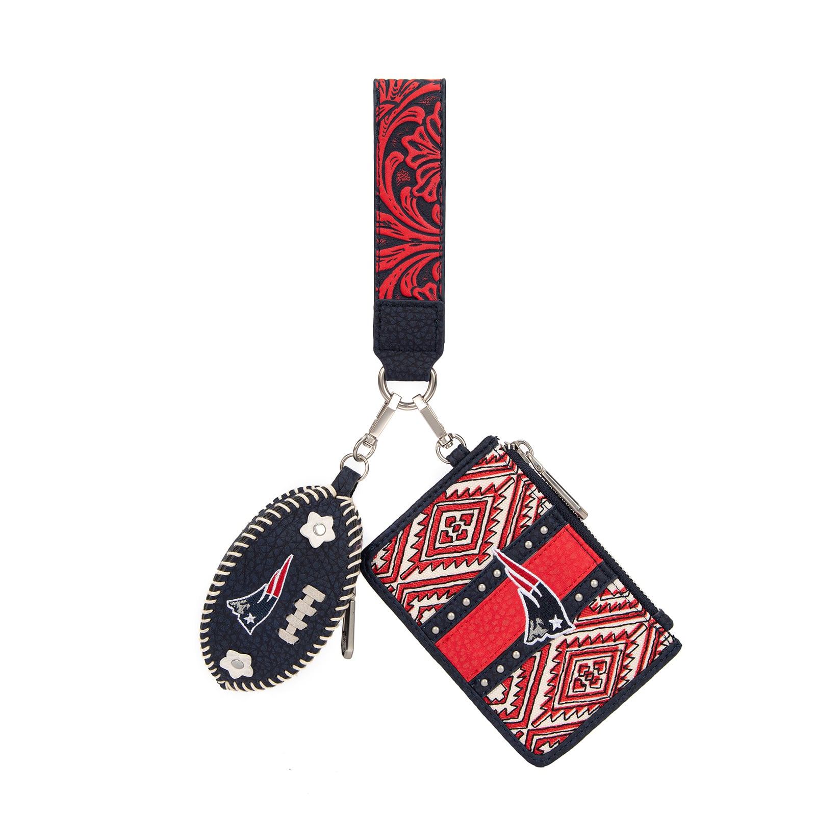 Portefeuille et bracelet porte-clés football Montana West New England Patriots pour femme