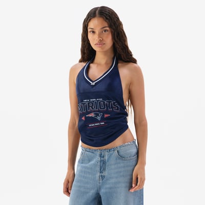 New England Patriots Off Season Women's Jersey Halter Top - Navy